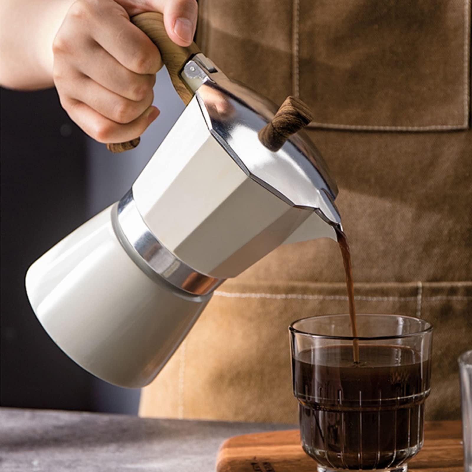 Modern MS Moka Pot - 6 Cup Stovetop Espresso Maker for Camping & Home Use