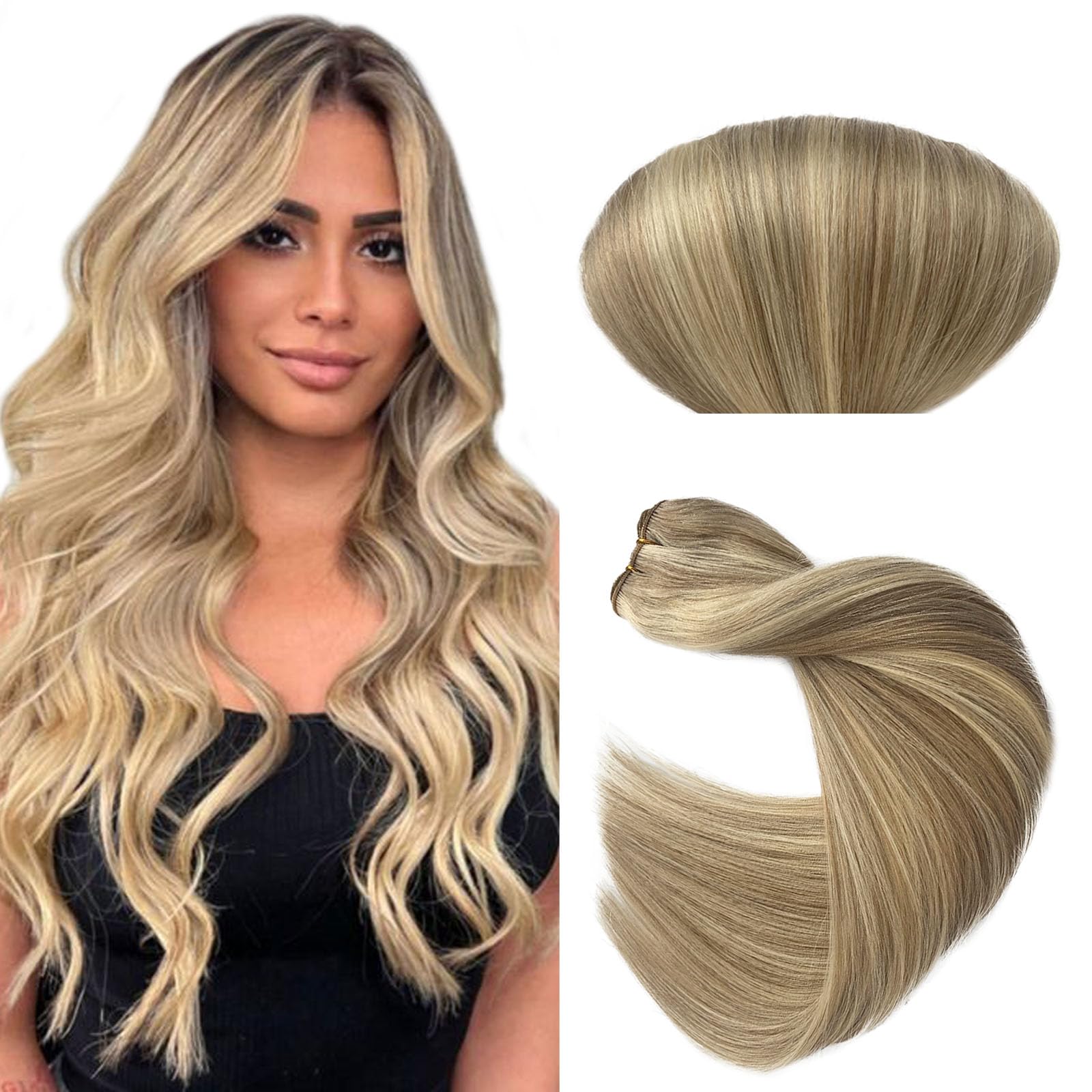 Premium 12 Inch Real Human Hair Extensions - Light Ash Blonde & Platinum Blonde Balayage Weft Bundles (80g) | Hand-Tied Sew-In Weave for Natural Volume & Styling | Perfect for Daily Wear, Parties & Special Occasions