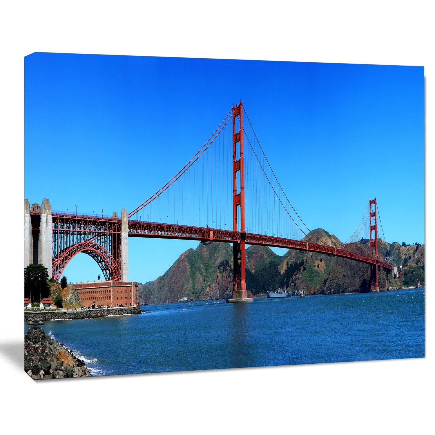 Golden Gate Bridge Canvas Print - San Francisco Cityscape Wall Art for Living Room & Office Decor | Blue Sky Landscape Painting