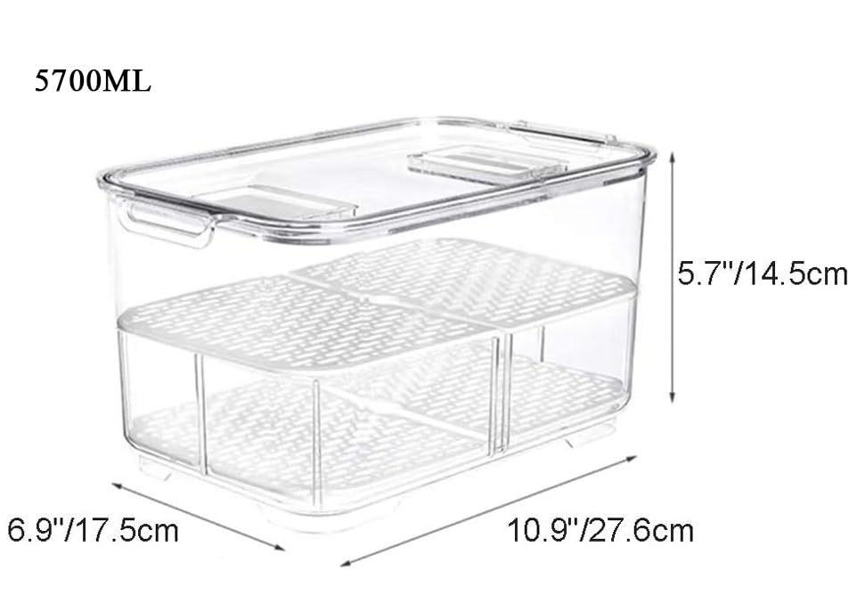 Best Fridge Storage Containers & Freezer Bins - Airtight Vegetable Fruit Organizer with Removable Lids & Drain Tray - Perfect for Kitchen, Pantry & Meal Prep Organization