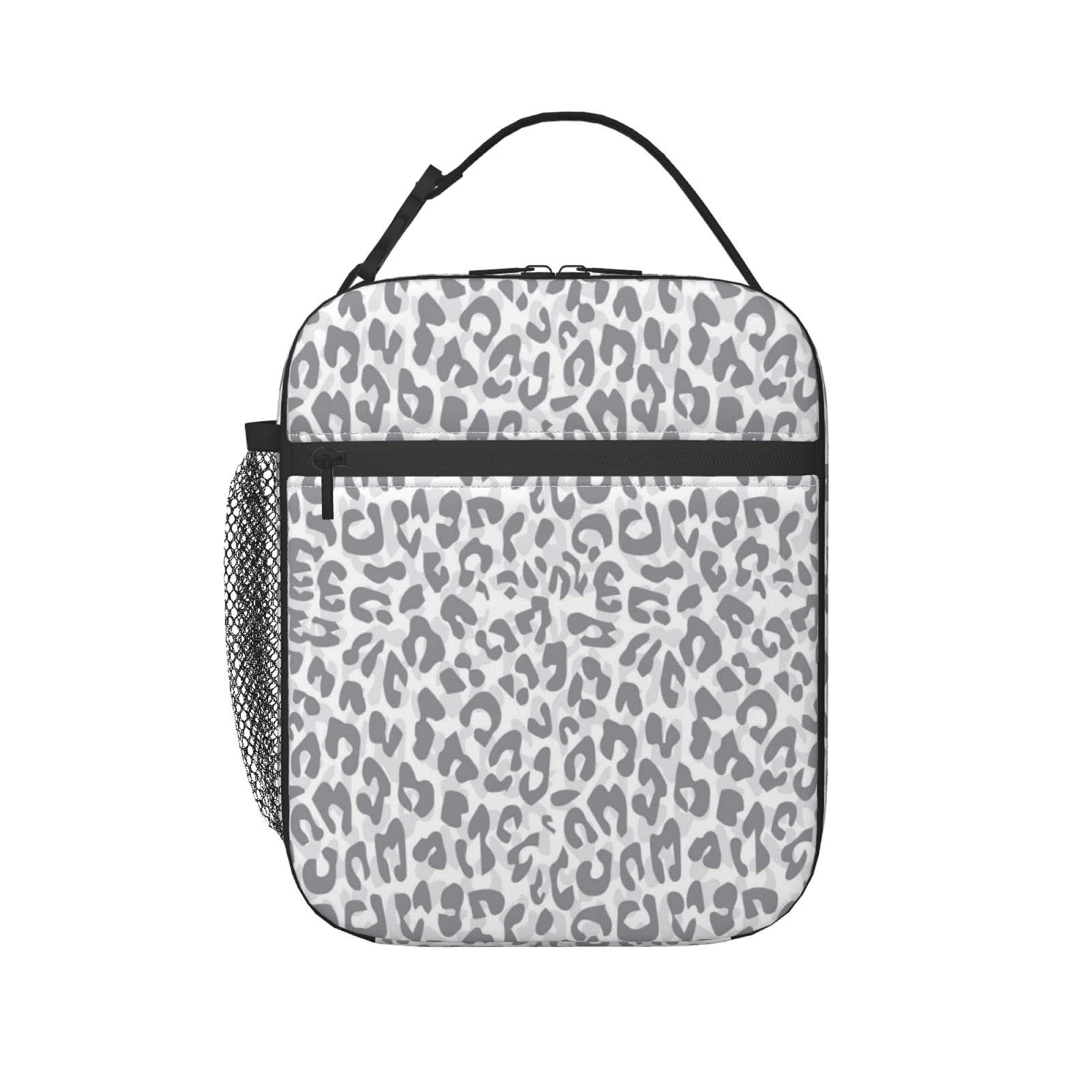 Winko Grey Cheetah Print Insulated Lunch Bag for Women - Stylish Tote Lunch Box for Office, Work, Picnic & Shopping - Leopard Pattern Thermal Food Container - Perfect for School, Travel & Outdoor Activities
