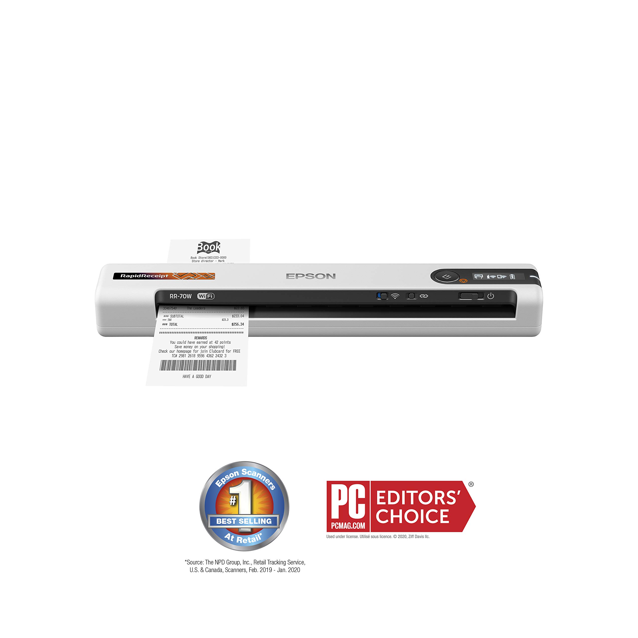 Epson RR-600W Wireless Desktop Color Duplex Receipt & Document Scanner with RR-70W Mobile Scanner Bundle - Fast Scanning for Home Office, Small Business & Tax Receipt Organization
