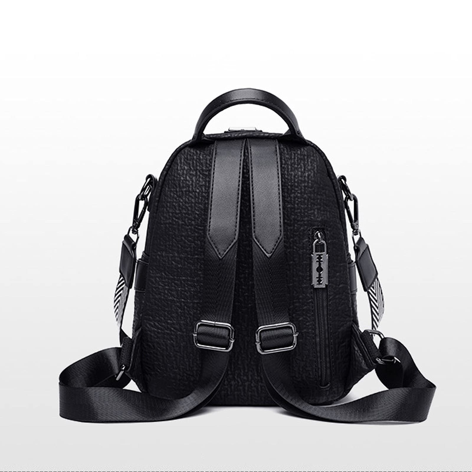 Stylish Psampa Leather Backpack for Women - Large Travel Backpack, Youth School Bag, Mini Diamond Design (Black) - Perfect for College, Work & Weekend Getaways