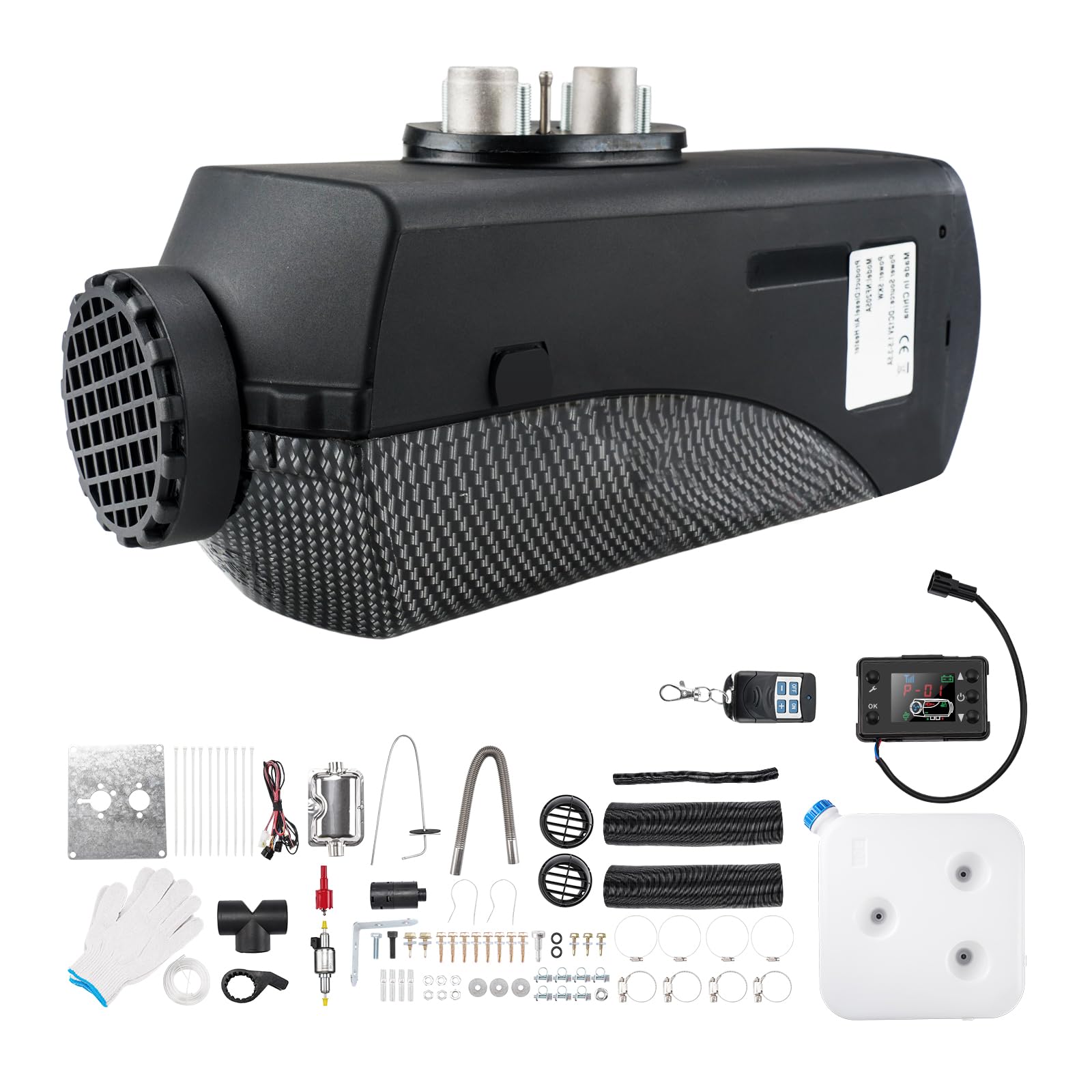 PHILTOP 8KW 12V Diesel Air Heater with Remote Control & LCD Display - Portable Parking Heater for Cars, Trucks, RVs, Boats & Campers | Indoor Use with 10L Tank & Muffler | Black Textured Finish | Perfect for Winter Camping & Vehicle Heating