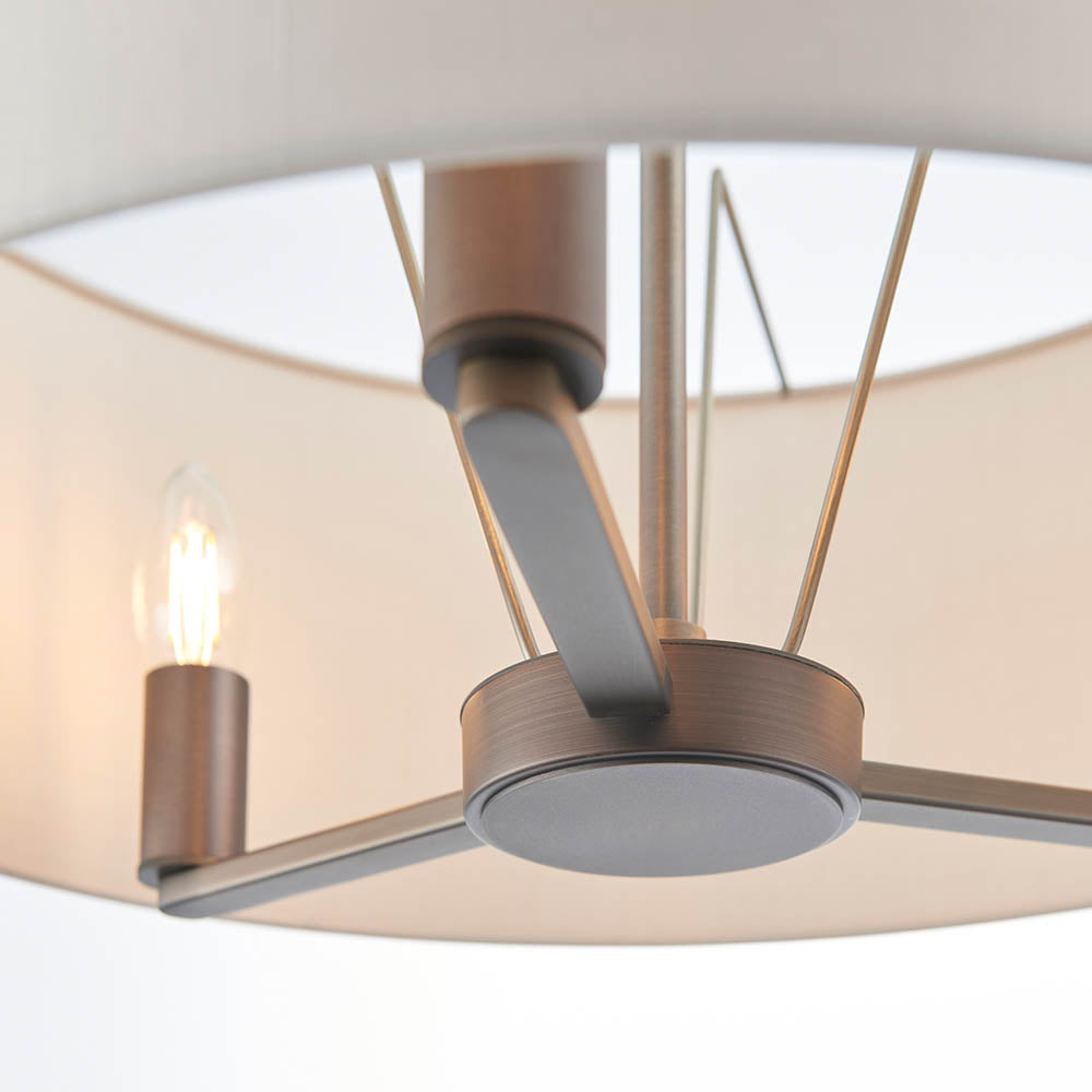 Alistair 3Lt Shaded Pendant Light Fixture - Antique Bronze & Matte Nickel Finish - Perfect for Dining Room, Kitchen Island or Bedroom Lighting