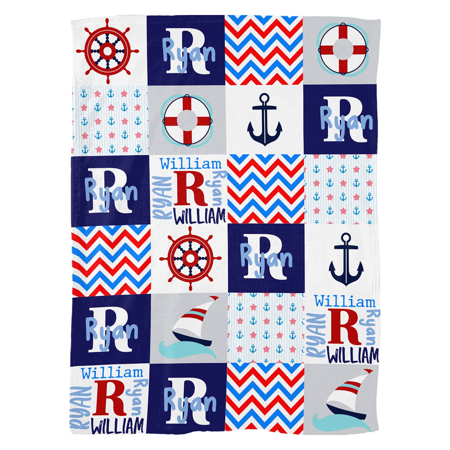 Excelliti Nautical Anchor Design Personalized Fleece Blanket - Ultra Soft Baby Blanket for Nursery, Toddler & Infant (60x80in) - Perfect for Baby Showers, Birthdays & Cozy Bedtime
