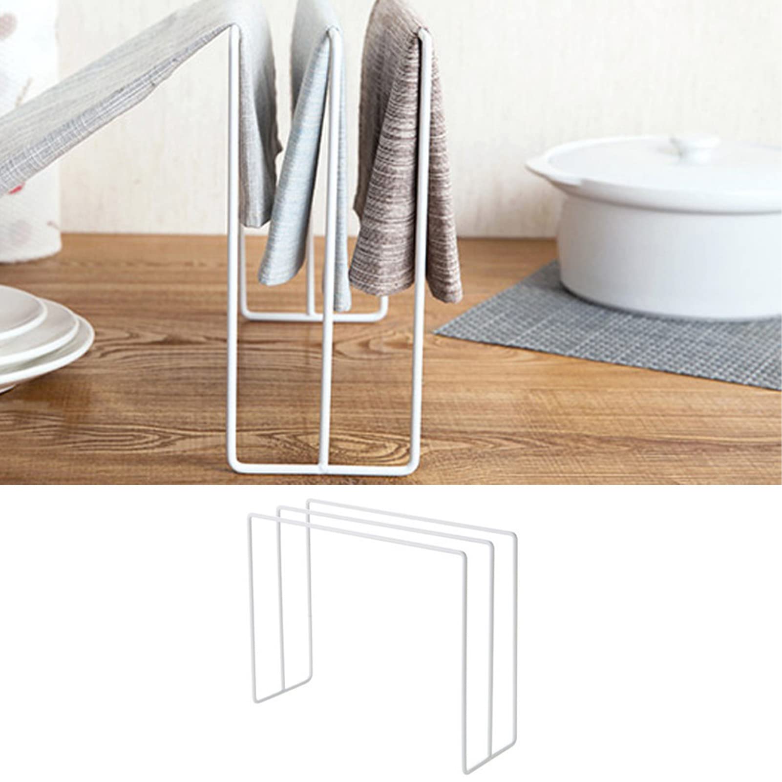 Stainless Steel Dishcloth Drying Rack for Kitchen Countertop - Foldable Sink Tray & Towel Holder - Compact Storage Organizer for Dish Cloths, Rags & Hand Towels (White) | Perfect for Small Kitchens, Apartments & RVs