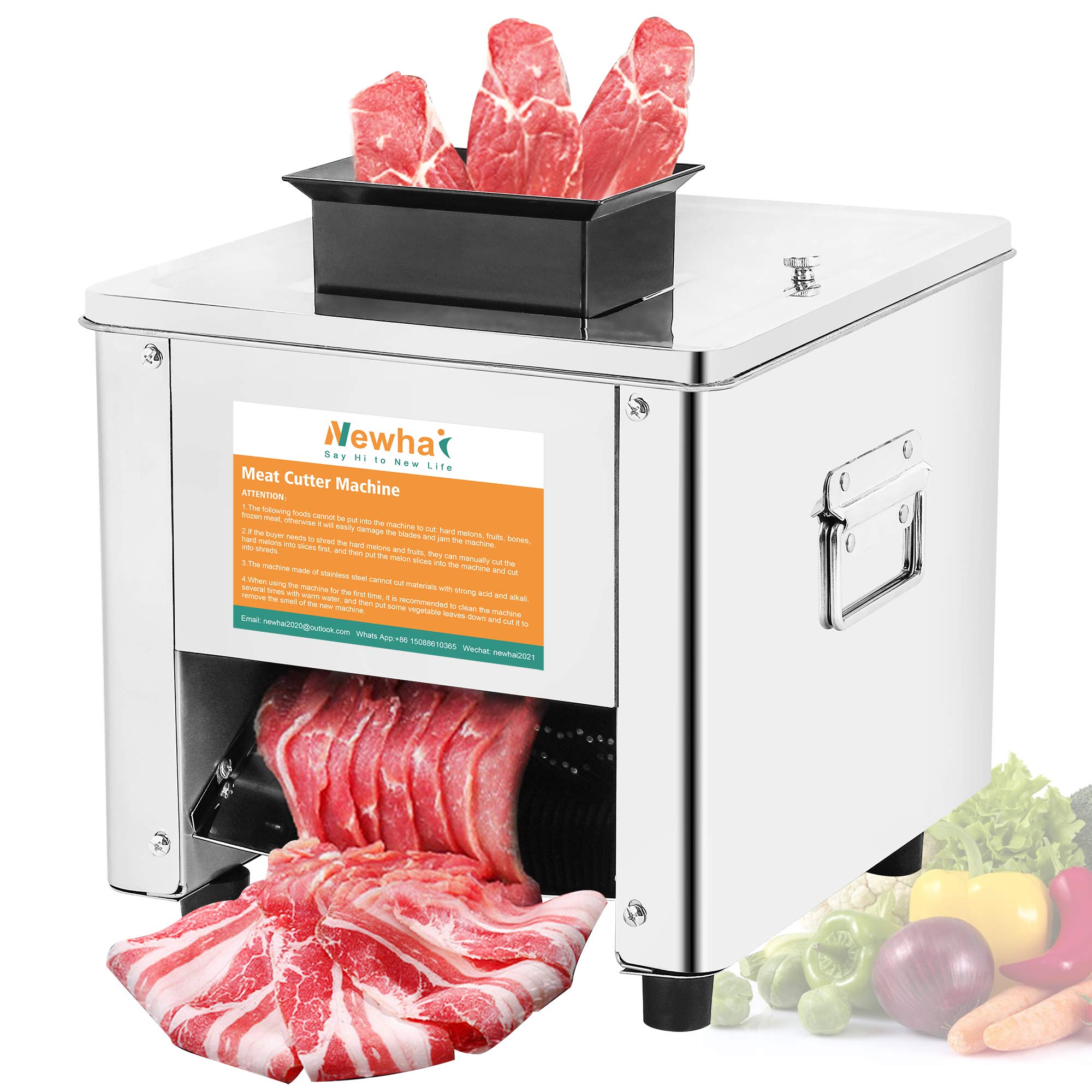 850W Commercial Electric Meat Slicer Machine - 3.5mm Stainless Steel Meat Cutter for Pork, Chicken, Fish - 330lb/h High Capacity for Home & Restaurant Use | Perfect for Deli, Butcher Shop & Food Prep