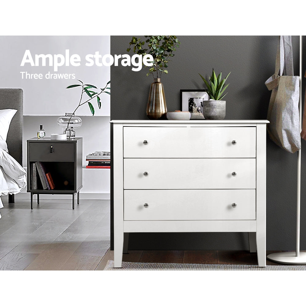 3-Drawer White Storage Cabinet - Organize Clothes, Toys & Home Essentials for Bedroom, Living Room & Office