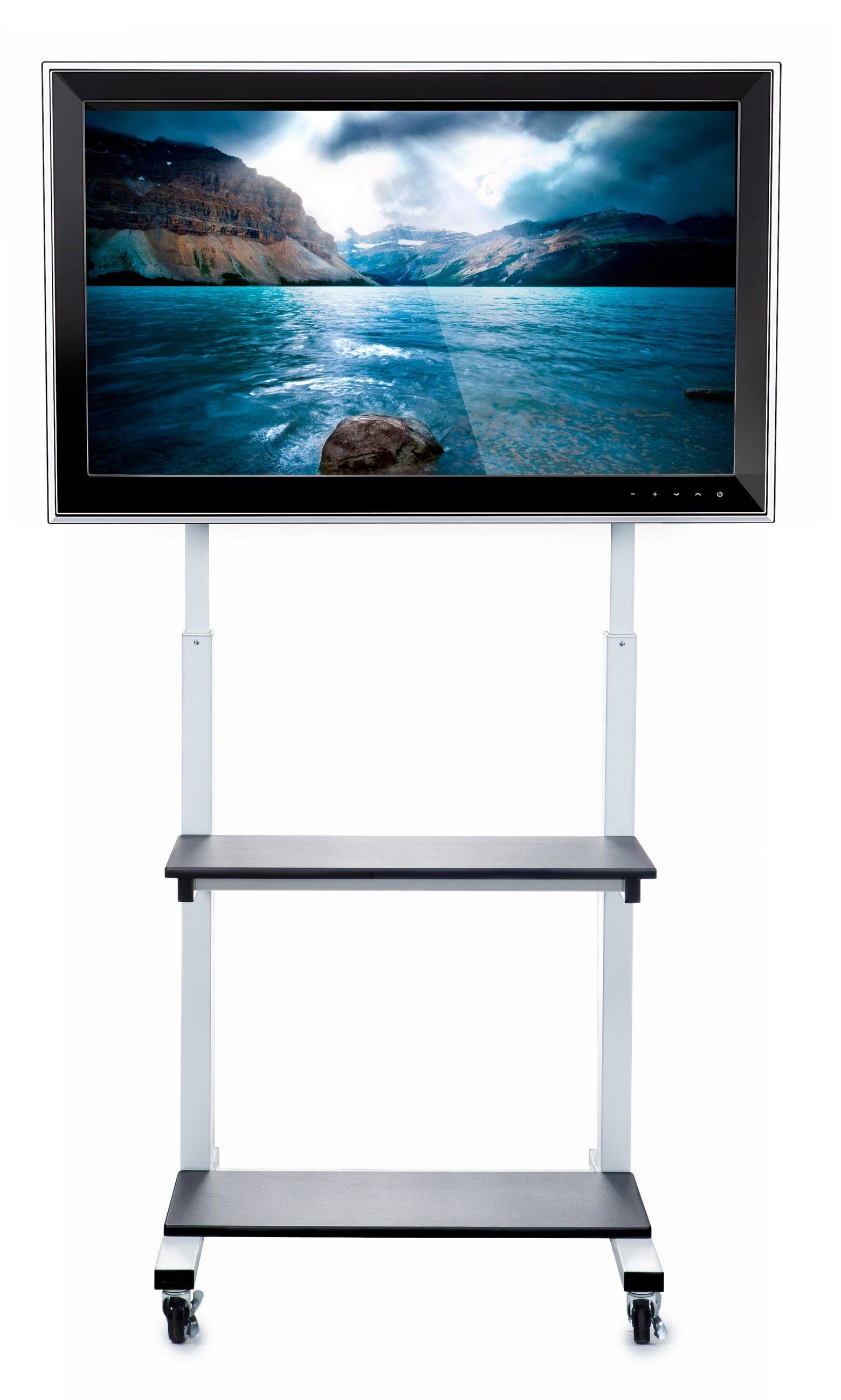 Adjustable Flat Panel TV Stand with Wheels - Luxor CLCD Crank Mobile TV Cart for 32-70 Inch Screens - Perfect for Home, Office, Classroom, and Hospital Use