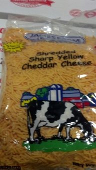 James Farm: Premium Shredded Sharp Yellow Cheddar Cheese - 5 Lb Bulk Pack - Perfect for Burgers, Nachos, Mac & Cheese, and Baking Recipes