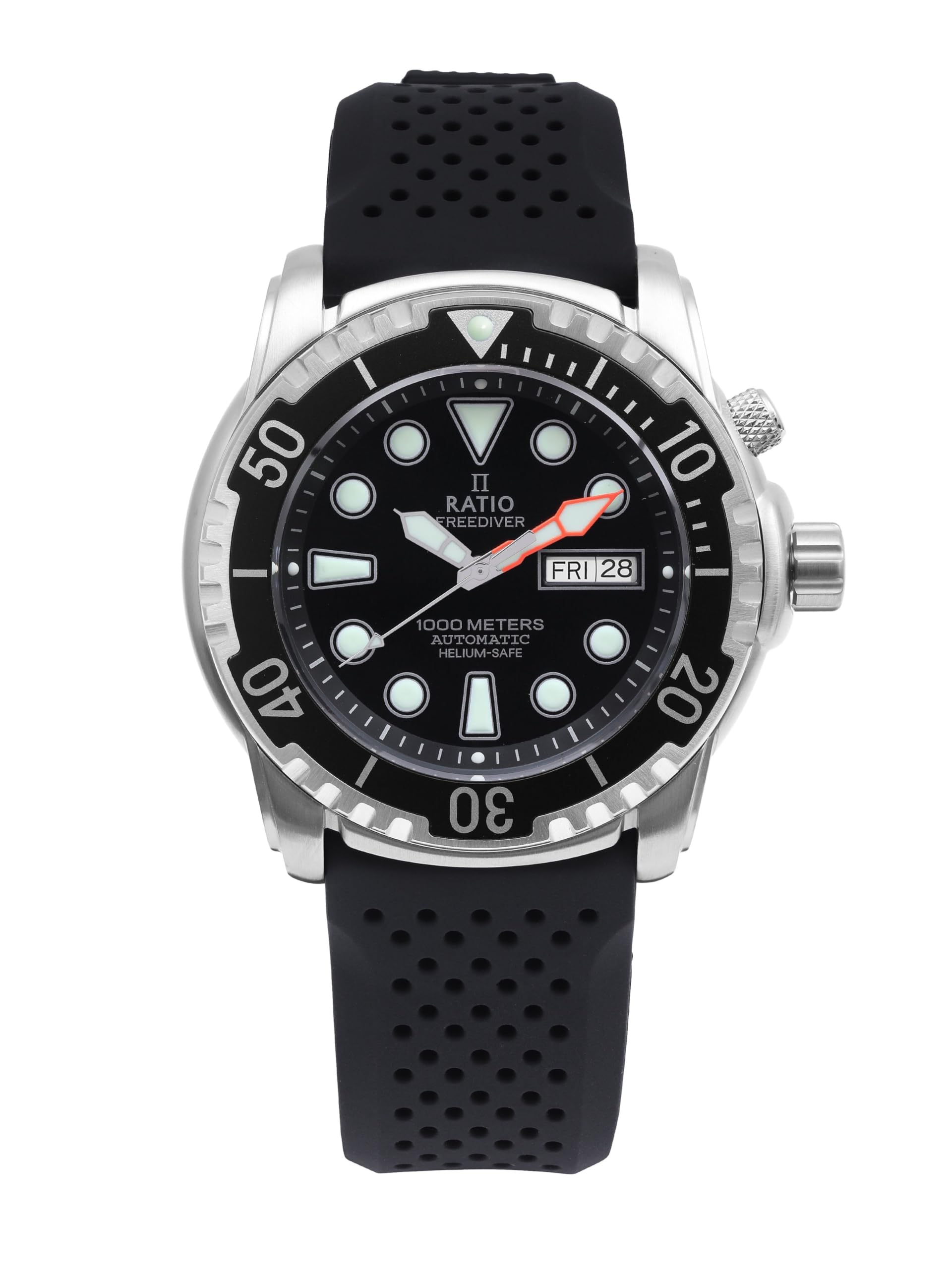 RATIO FreeDiver Helium-Safe Automatic Dive Watch for Men - 1000M Water Resistant, Sapphire Crystal, Professional Scuba Diving Gear | Perfect for Deep Sea Exploration, Technical Diving & Underwater Adventures