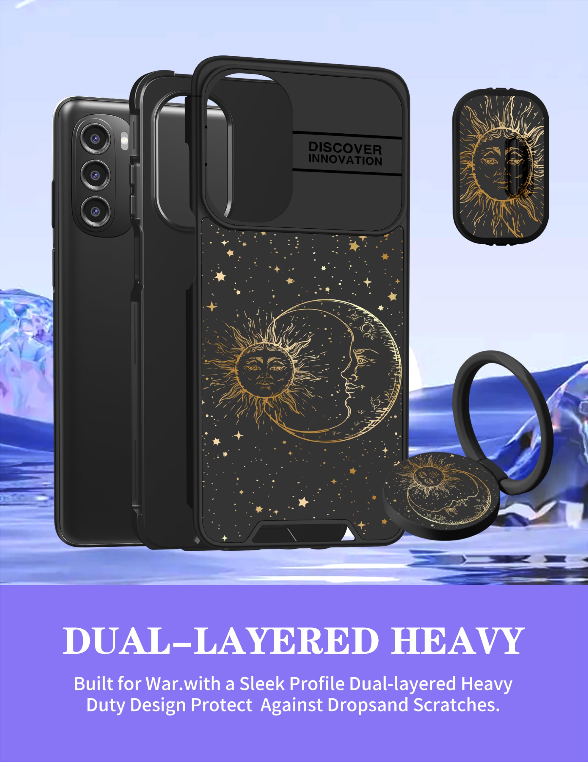 2-in-1 Cute Sun & Moon Phone Case for Moto G Stylus 5G 2022 (6.8