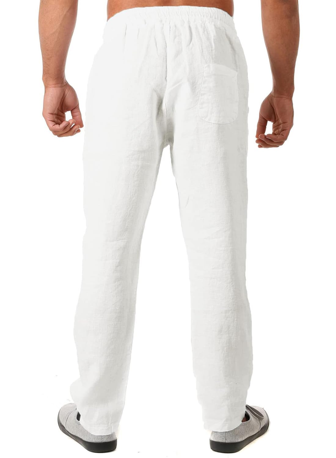 FANARCHER Men's Lightweight Cotton Linen Pants - Breathable Casual Drawstring Trousers with Pockets for Yoga, Beach & Lounge Wear | Comfortable Summer Pants for Travel & Relaxation