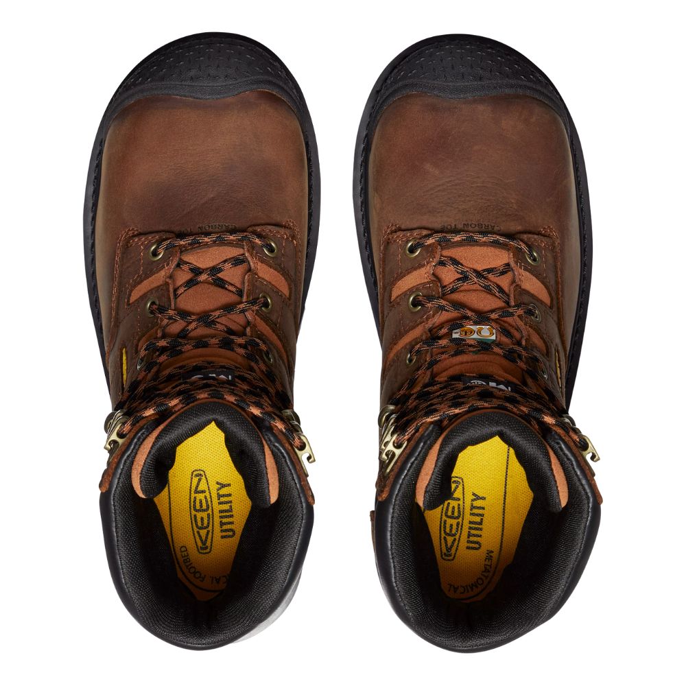 **Keen Camden Men's Size 8 Waterproof Work Boots with Internal MET Guard & Composite Toe - Brown (Model 1027693) - Ideal for Construction, Hiking & Outdoor Work**