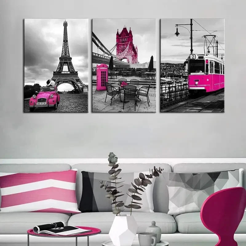 3pcs Eiffel Tower Metal Wall Art - Romantic Love Themed Ready to Hang Decor for Bedroom, Living Room & Office - Perfect Gift for Couples & Home Decor
