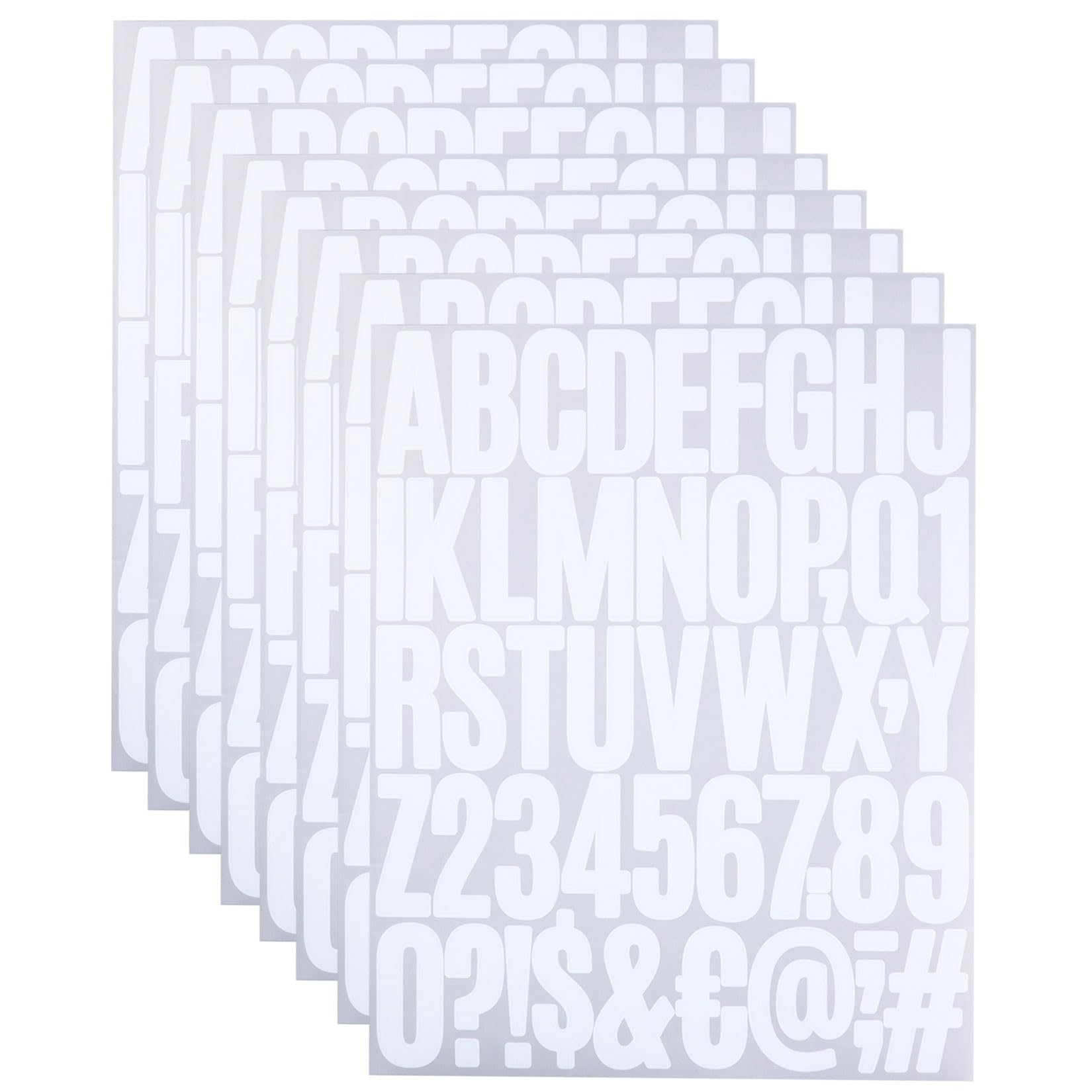 2 Inch White Vinyl Alphabet Stickers - 8 Sheets Self-Adhesive Letter Number & Punctuation Stickers for Mailbox, Scrapbooking, DIY Crafts, Home Decor - Perfect for Arts Projects, School Supplies & Gift Wrapping