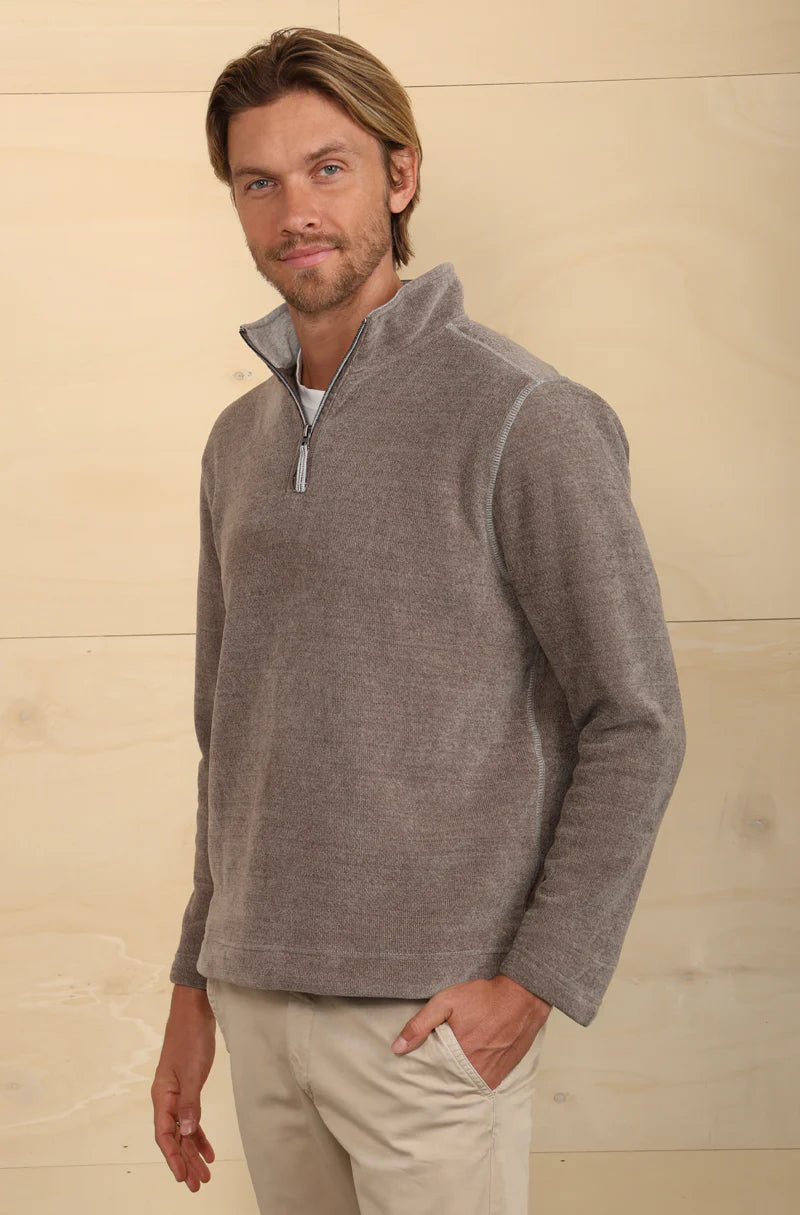 TRUE GRID Grey Solid Long Sleeve Zip Neck Knit Sweater - Cozy Winter Pullover for Casual Outfits & Layering