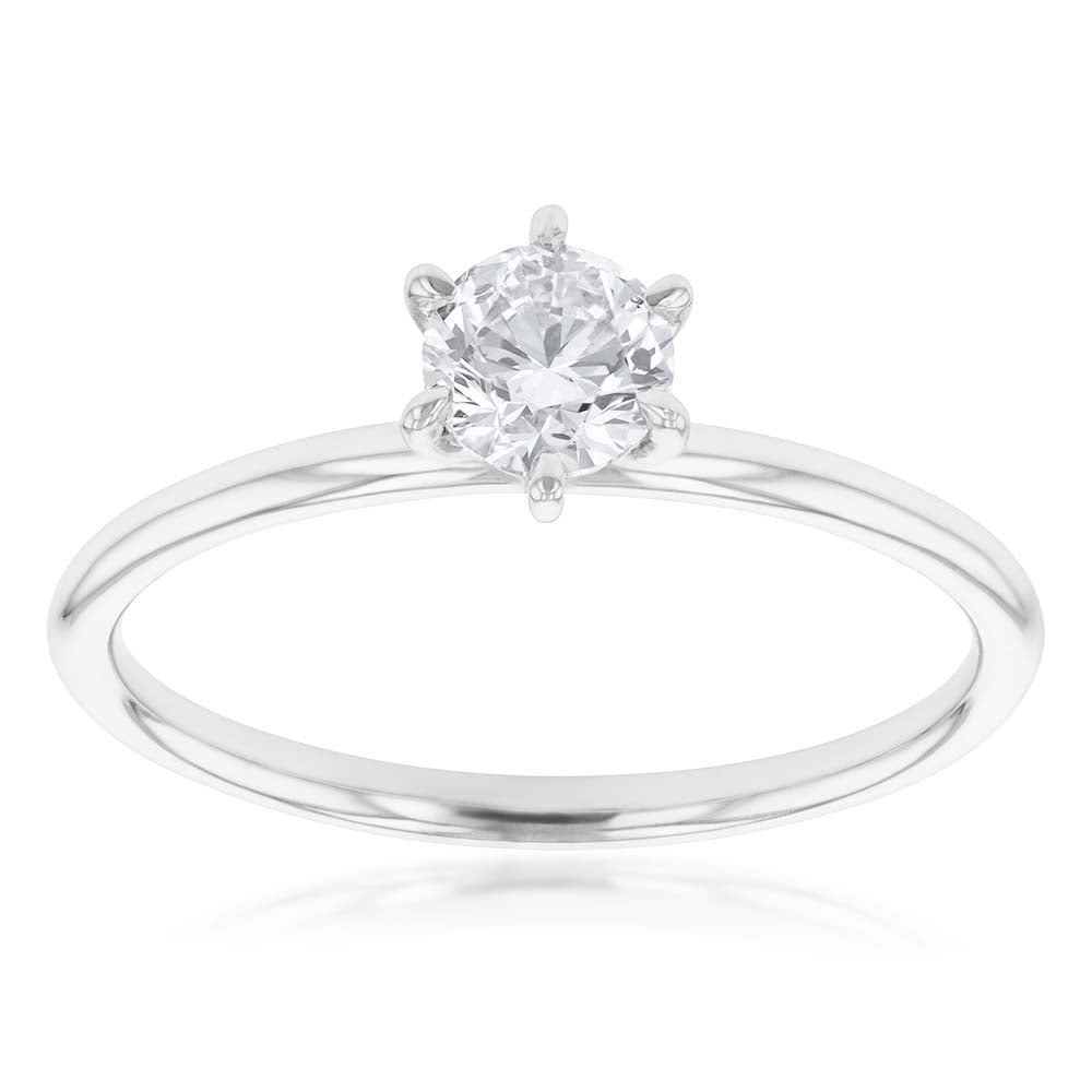 18ct White Gold Solitaire Ring with 0.50 Carat GI SI Certified Diamond - Elegant Engagement & Wedding Ring for Women - Perfect for Proposals, Anniversaries, and Special Occasions