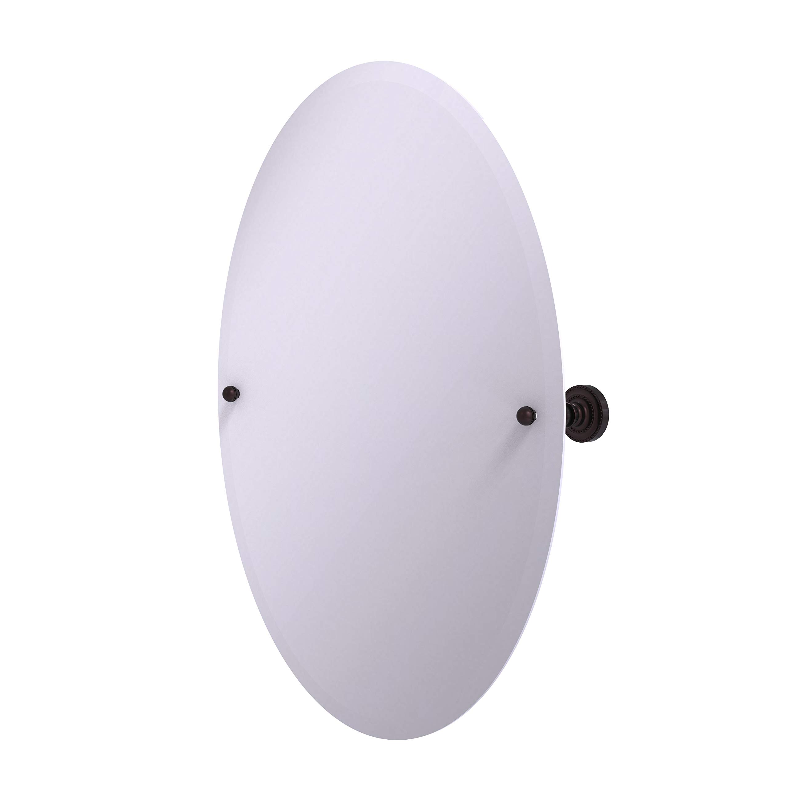 Allied Brass DT-91 Frameless Oval Tilt Beveled Edge Wall Mirror in Antique Bronze - Perfect for Bathroom Vanity, Bedroom Decor & Entryway Elegance