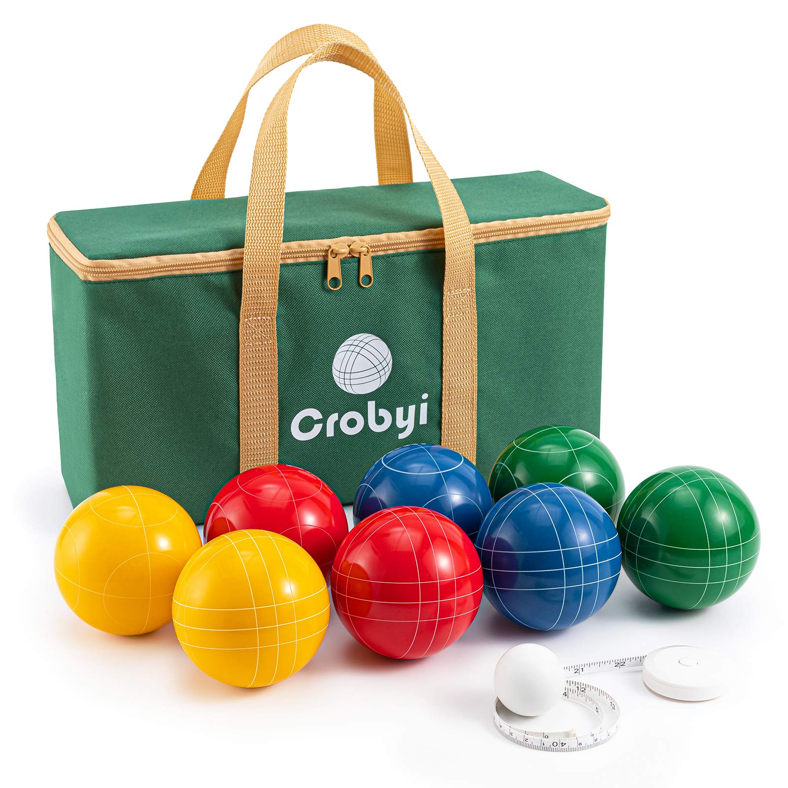Premium Bocce Balls Set - 90mm Regulation Size & Weight for Outdoor Games - Durable Beach, Yard & Lawn Bocce Ball Set for Kids, Adults & Family - Includes 8 Balls, Pallino, Measuring Rope & Carrying Bag - Perfect for Backyard Parties, Beach Games & Family Gatherings