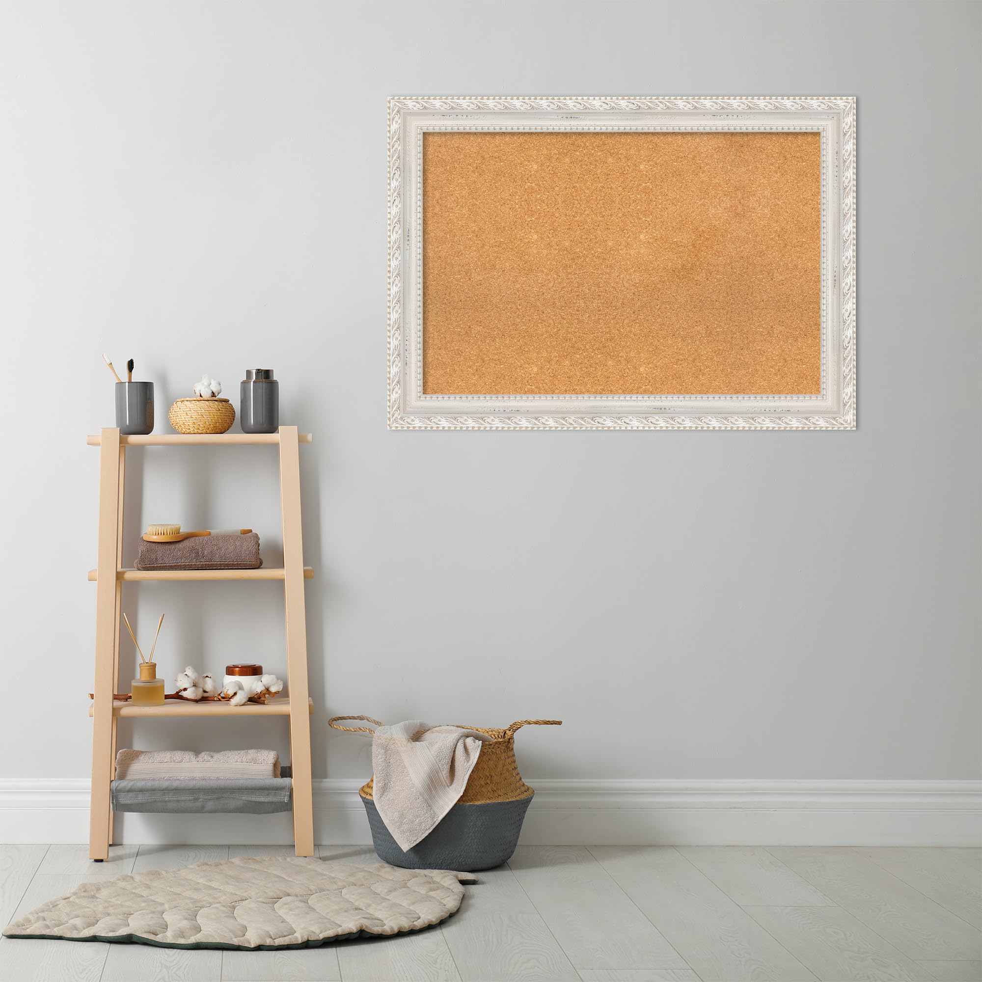 Amanti Art 30x42 Inch Natural Cork Board with White Wood Frame - Large Vision Board & Office Decor for Home Organization - Pinboard for Displaying Photos, Notes & Memories - Perfect for Home, Office & Classroom Use