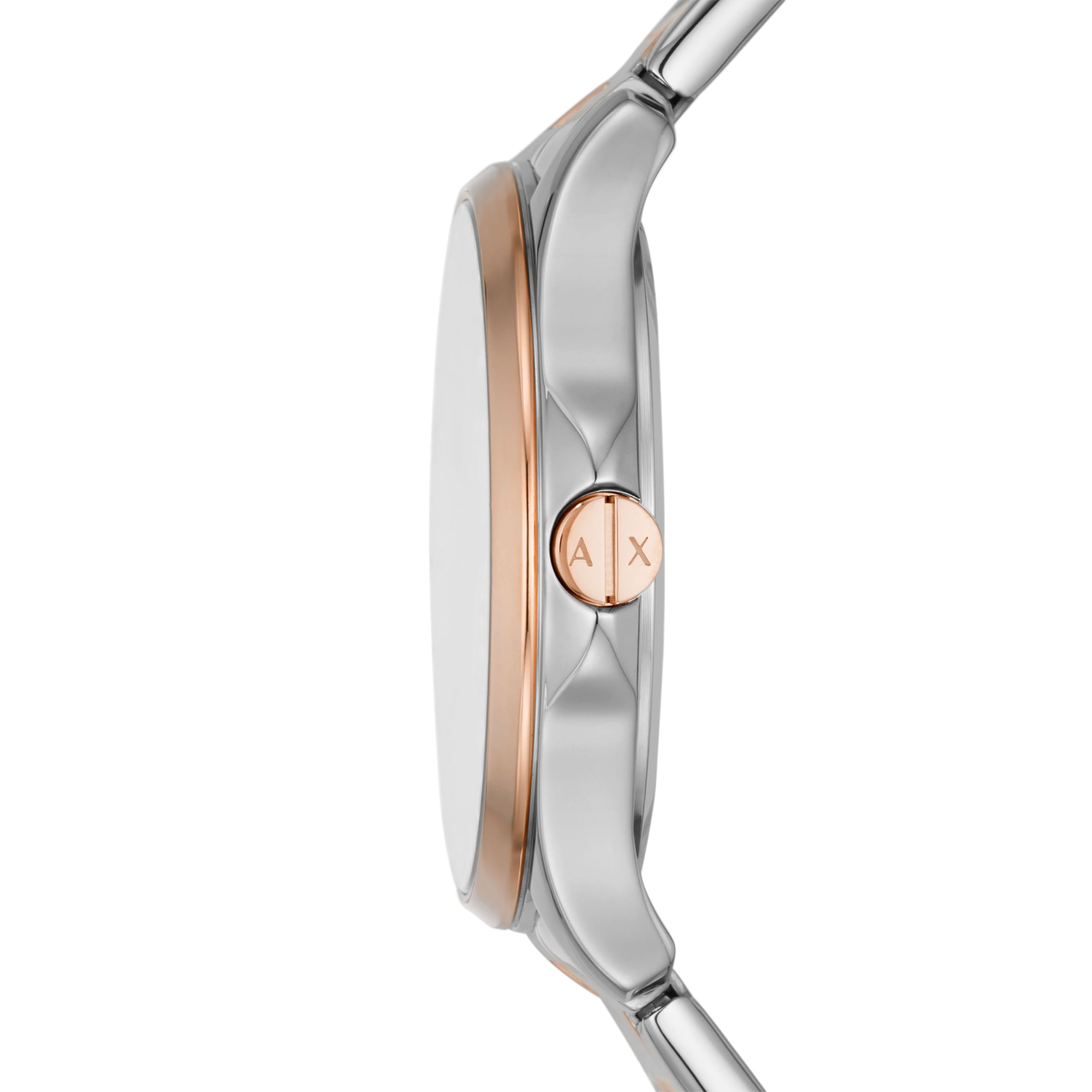 Armani Exchange Women's Watch AX5258 - 36mm Silver/Rose Gold Stainless Steel Case & Bracelet, 3-Hand Movement - Perfect for Office, Date Night & Everyday Wear