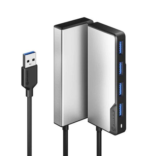 USB 3.0 Hub 4-Port USB A Splitter Adapter - High-Speed Data Transfer for Laptop, PC, Mac - Space Gray | Perfect for Home Office, Gaming & Travel Accessories
