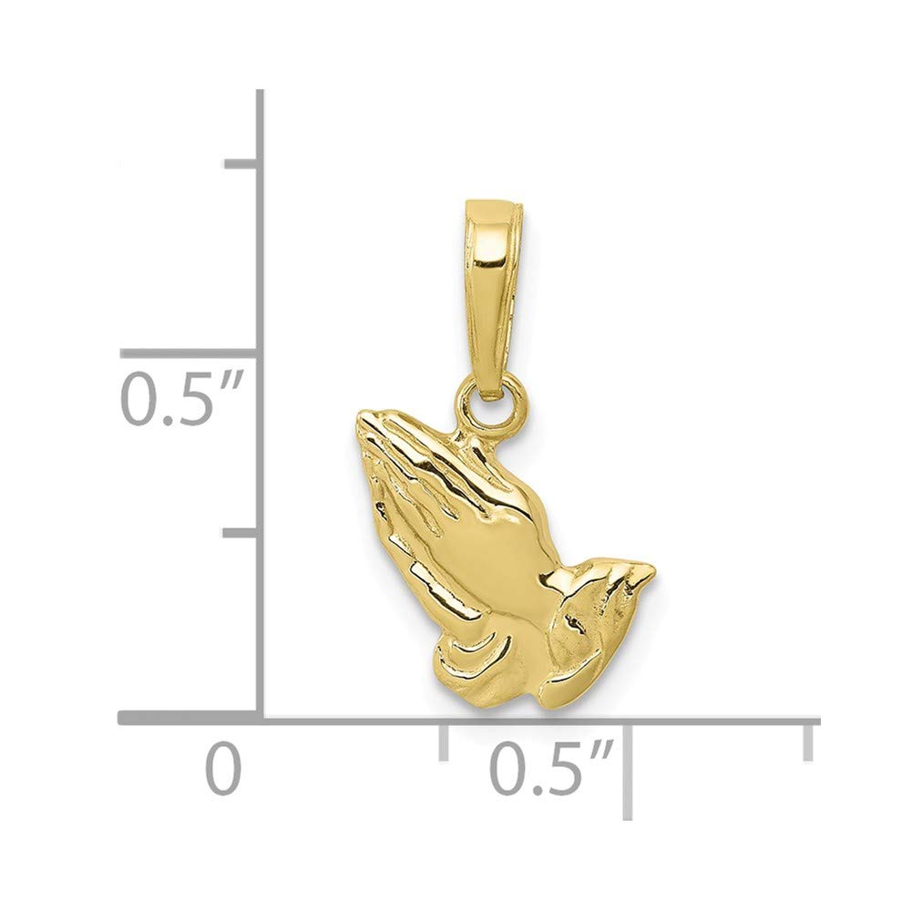 10k Yellow Gold Praying Hands Pendant Charm for Women - Religious Jewelry Gift for Baptism, First Communion & Christian Faith - Elegant Necklace for Prayer & Devotion