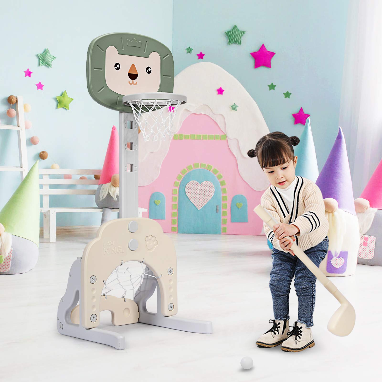 Costzon Adjustable Kids Basketball Hoop - 5 Height Levels for Indoor/Outdoor Play - Perfect Sports Gift for Toddlers