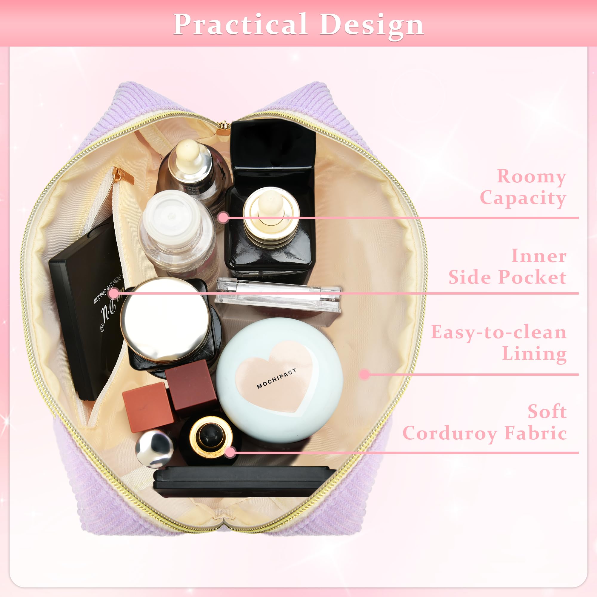 Preppy Corduroy Travel Makeup Bag for Teens - Cute Cosmetic Pouch, Toiletry & Skincare Organizer - Perfect for School, Gym, Vacation & Daily Essentials | Durable & Stylish Travel Accessories