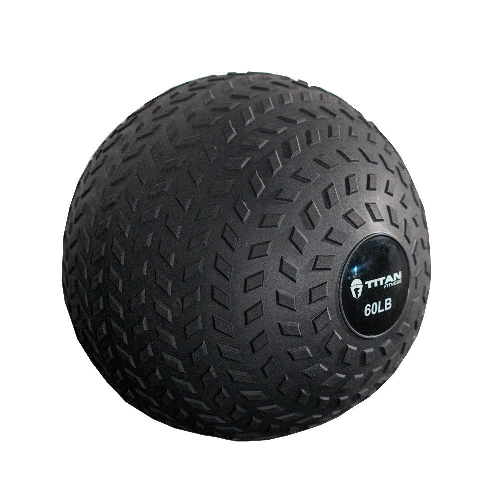 Titan Fitness Rubber Tread Slam Ball - Dead Bounce Weighted Workout Equipment for Throwing, Catching, Slamming & Twisting - Perfect for CrossFit, HIIT, Strength Training & Home Gym Workouts