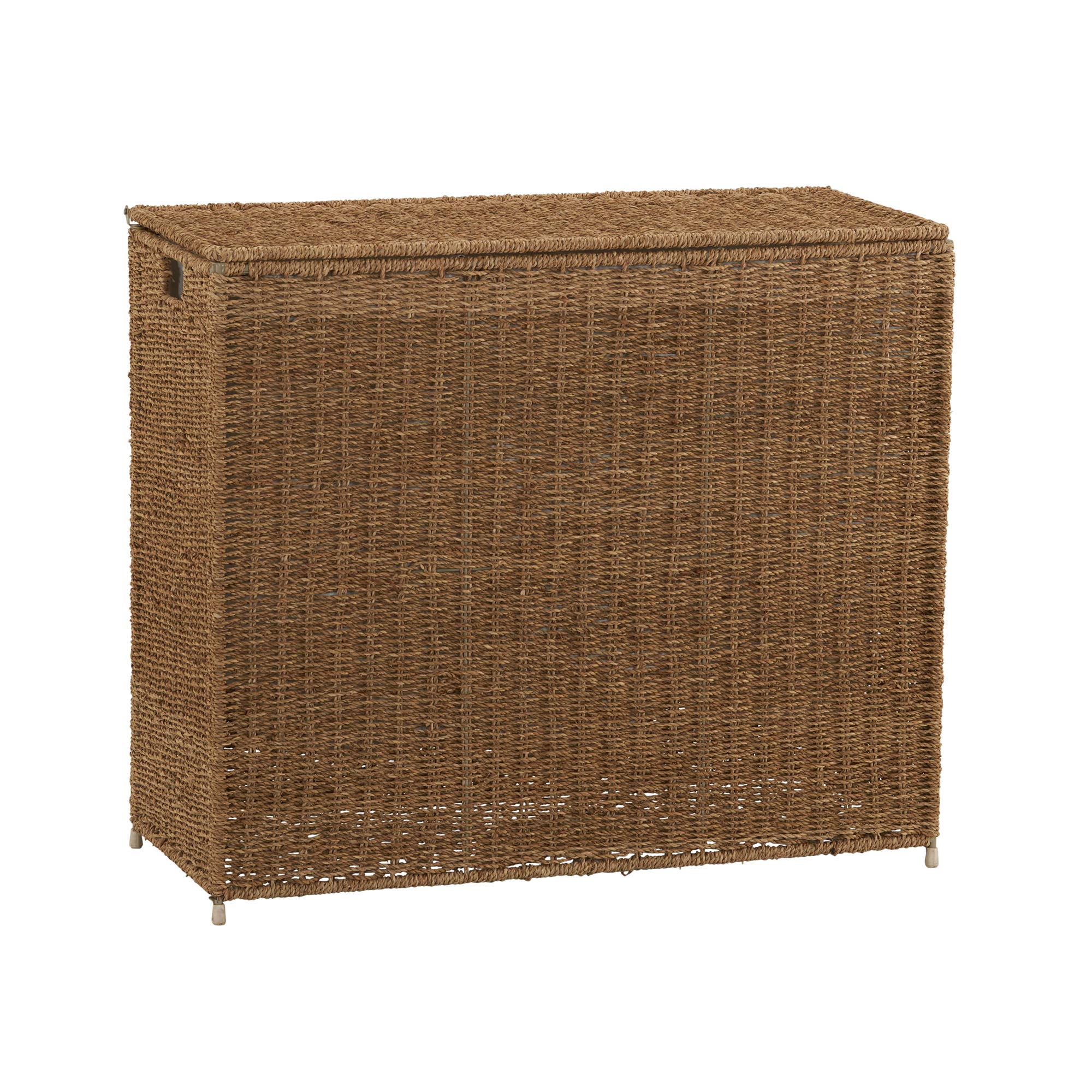 Brown Wicker 3-Compartment Laundry Hamper with Lid | Foldable Clothes Sorter Basket for Bedroom, Bathroom & Laundry Room Organization | ML-5445 Household Essentials