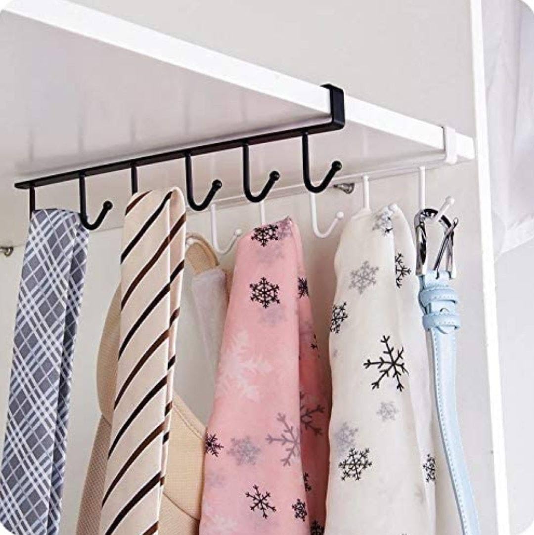 MVM Enterprise Under Shelf Organizer - Heavy Duty Cabinet Hook Hanger for Mugs, Cups, Pots & Pans - Space Saving Kitchen Storage Solution - Perfect for Small Kitchens, RVs & Dorm Rooms