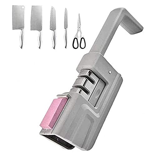 Premium 4-in-1 Manual Knife Sharpener Kit - Adjustable Ceramic Diamond Steel Blade & Scissor Sharpener - Safe Stylish Design for Kitchen Knives - Easy to Clean & Store - Perfect for Home Chefs, Camping & Outdoor Cooking
