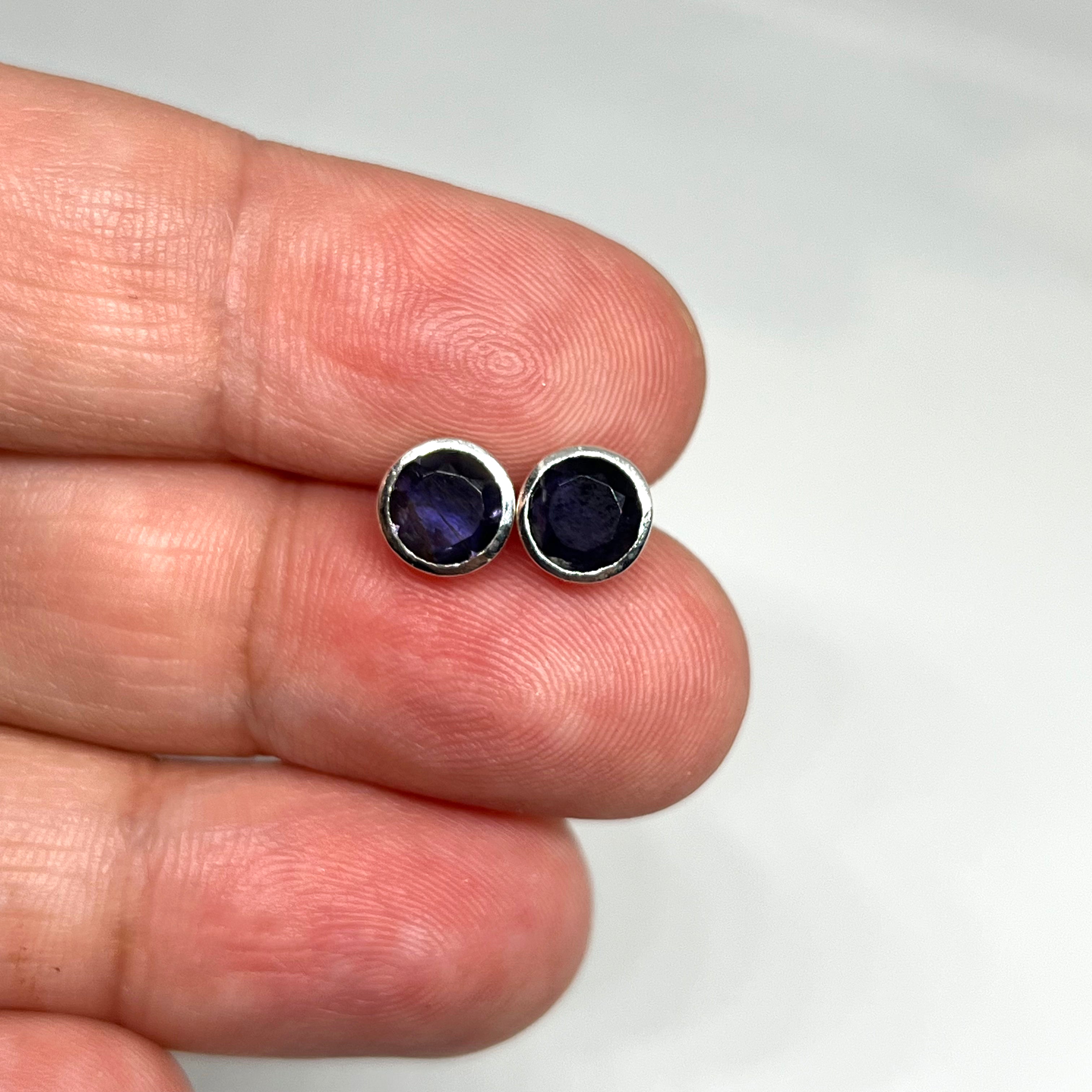 Round Faceted Gemstone Bezel Set Stud Earrings PSE003 - Elegant Jewelry for Women, Perfect for Parties, Weddings & Everyday Wear