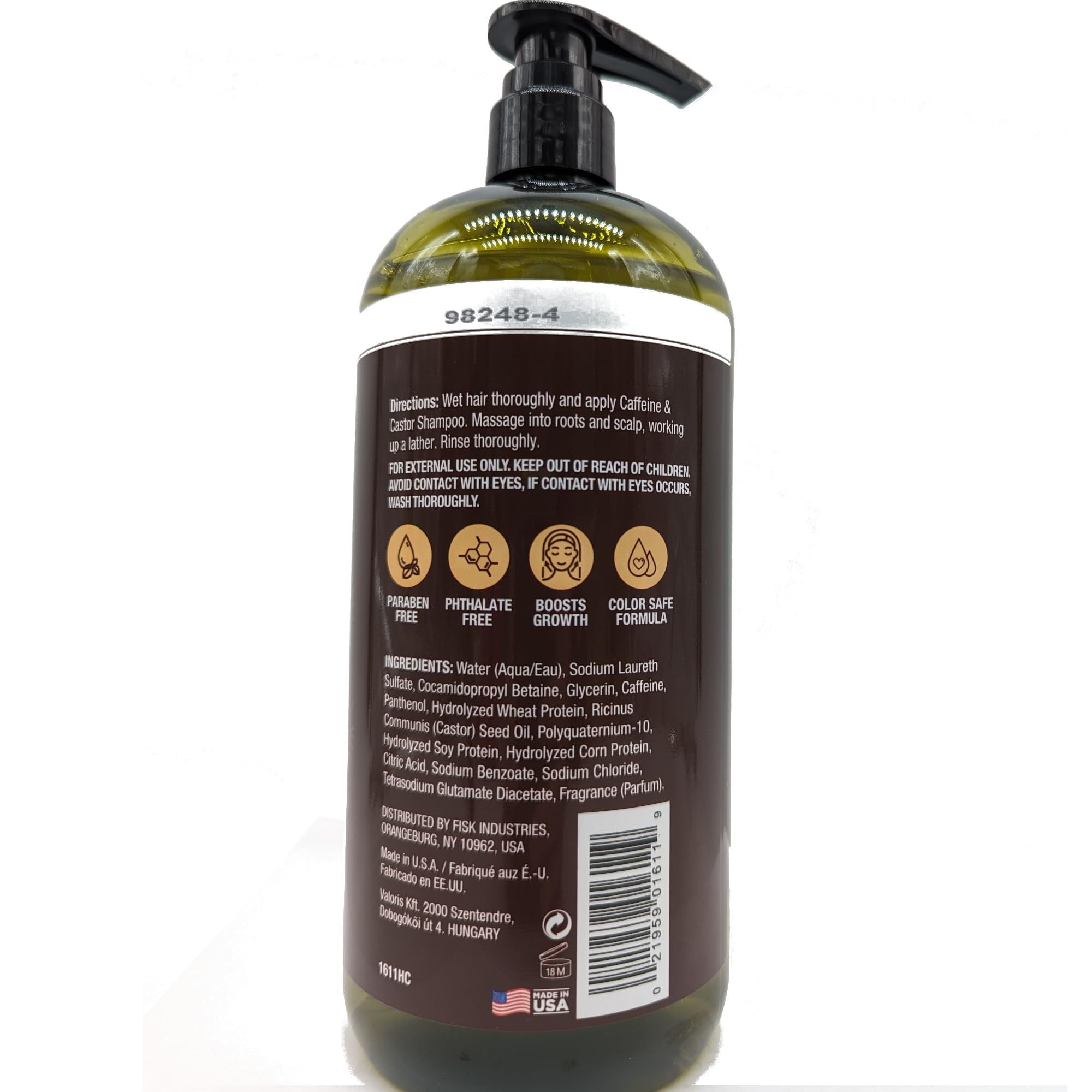 Hair Chemist Caffeine & Castor Oil Shampoo for Faster Hair Growth - 33.8 oz Sulfate-Free Formula | Thickening & Volumizing Shampoo for Men & Women | Daily Use for Healthy Hair Regrowth & Scalp Care