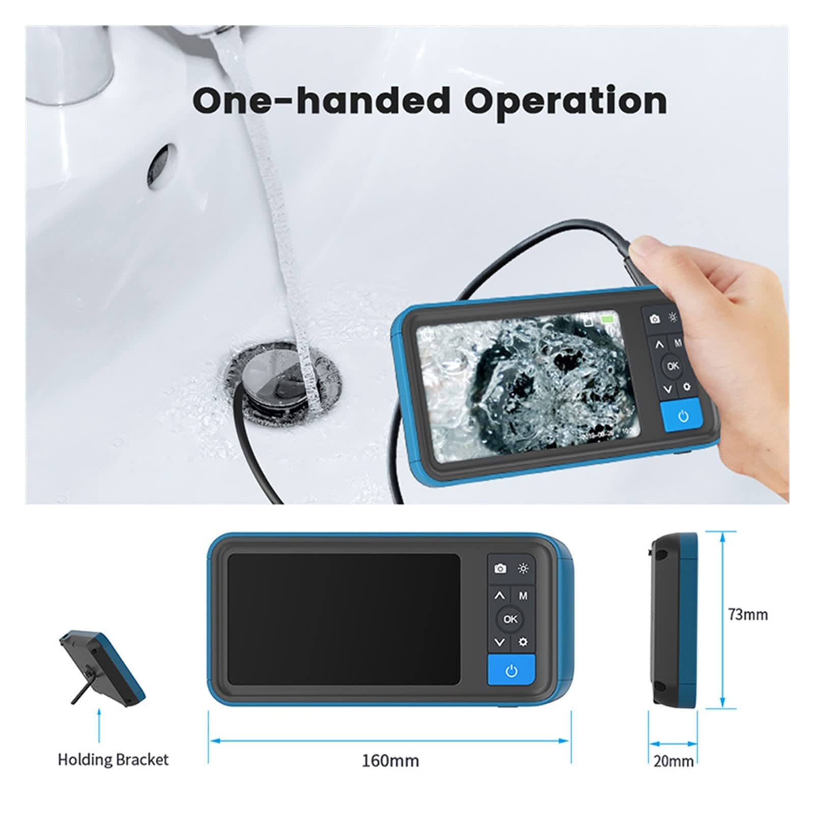 4.5 Inch IPS Screen HD Industrial Endoscope Camera - 5.5mm Borescope with 2.0MP & 6 LEDs for Car Pipe Inspection - 2500mAh Battery Automotive Measuring Tool (Perfect for Plumbing, HVAC, and Engine Diagnostics)