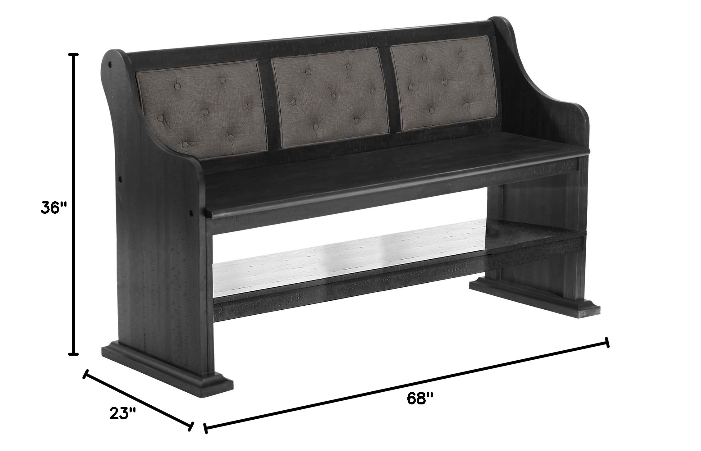 Premium Solid Wood Dining Bench with Cushion - Modern Gray Kitchen & Dining Room Furniture for Home, Restaurant, and Cafe Use