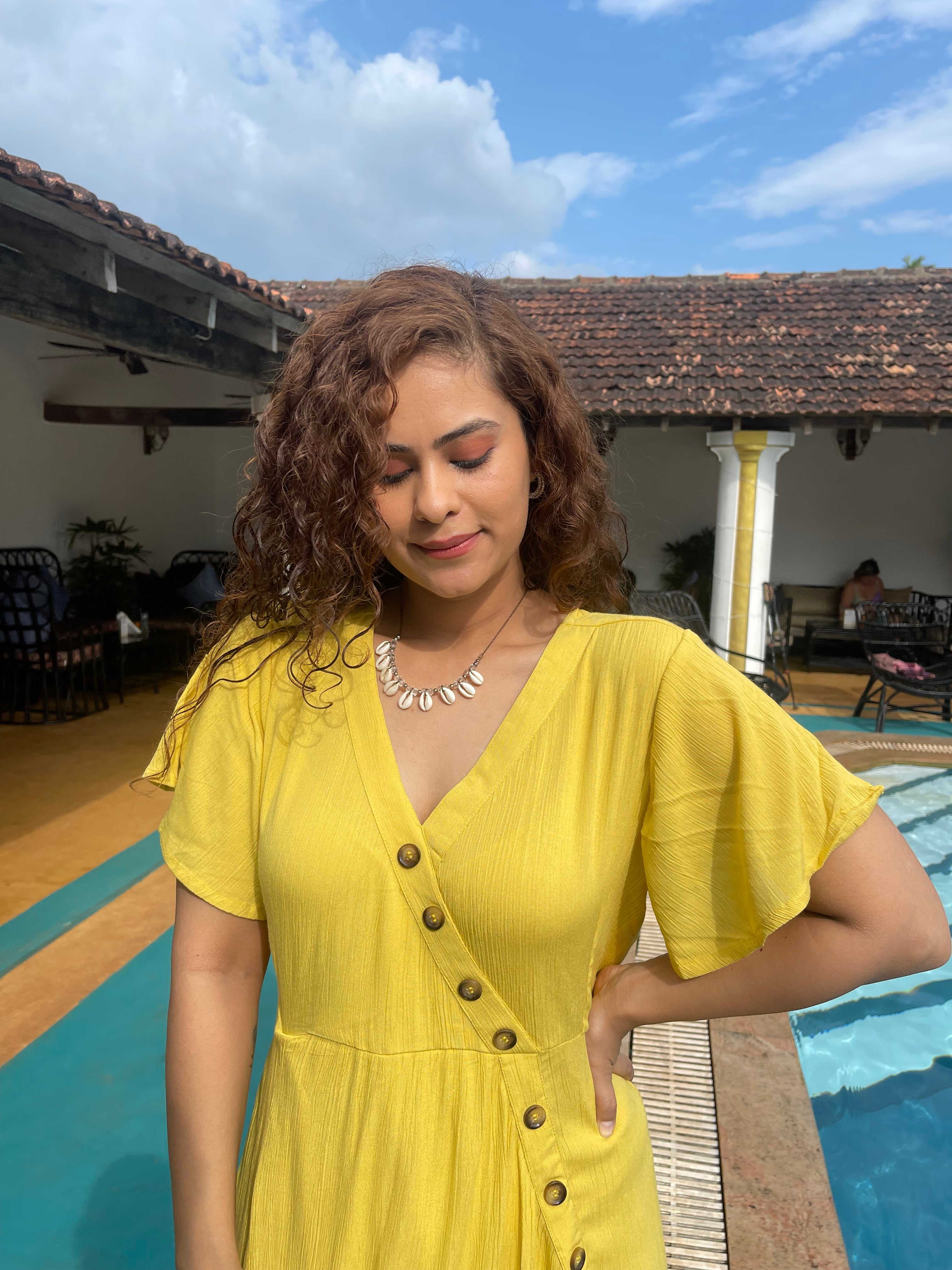Sunshine Yellow Summer Dress for Women - Flowy Casual Sundress for Beach, Vacation & Outdoor Activities