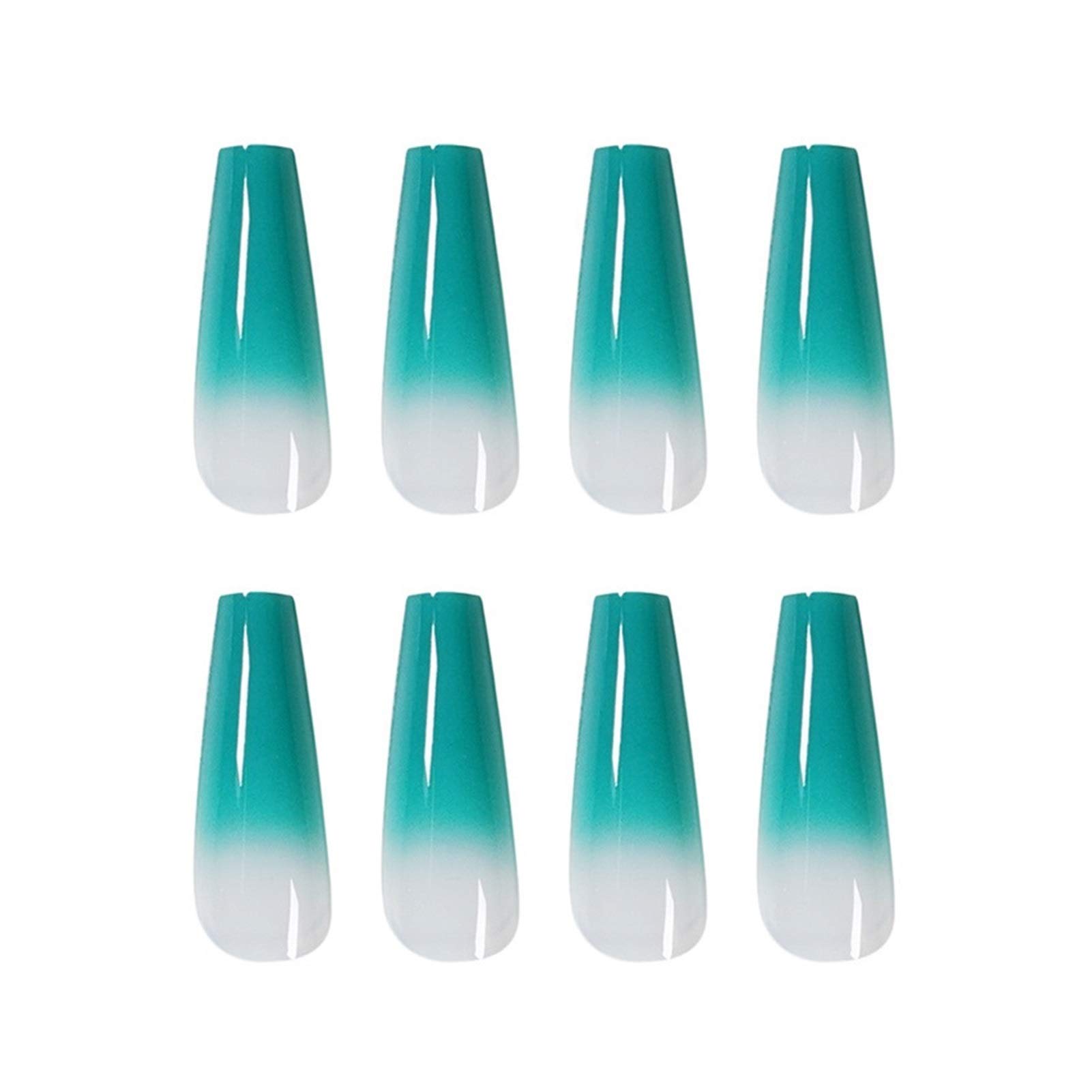 24pcs Long Ballet Press On Nails with Green Water Designs - False Nails for Nail Extension - Perfect for Girls, Women, Parties, Weddings & Special Occasions