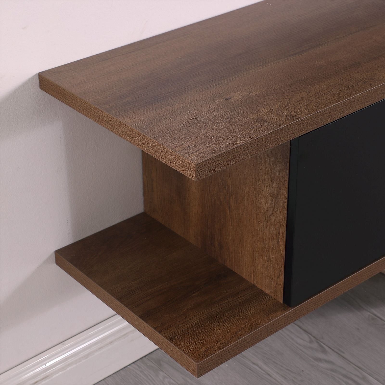 Auldrin 200cm Floating TV Stand Entertainment Center, Wall Mounted TV Console with Storage Shelf - Dark Oak Wood Modern Design by Tauris - Perfect for Living Room, Bedroom & Home Theater Setup