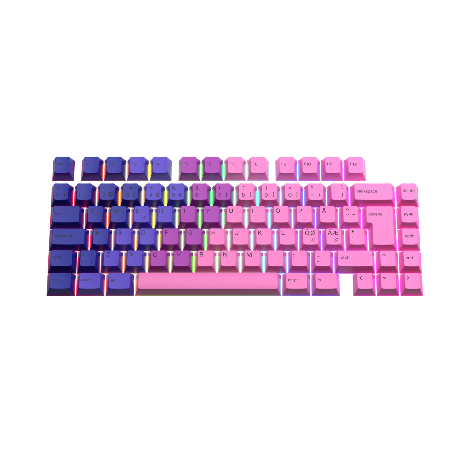 Nebula Nordic Keycaps for Mechanical Keyboards - Customizable RGB Backlit Gaming & Typing Experience