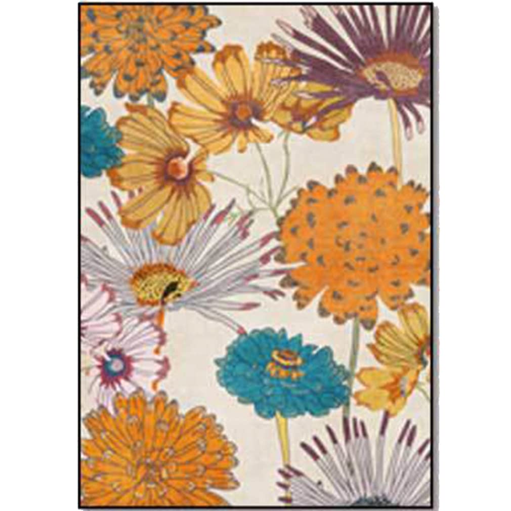 Modern Floral Rectangle Area Rug - Non-Slip Indoor Outdoor Carpet for Bedroom, Living Room, Kitchen - 3'x6' Runner Rug with Non-Shedding Design - Perfect for Home Decor, Bedside Floor Mat, and Doormat Use