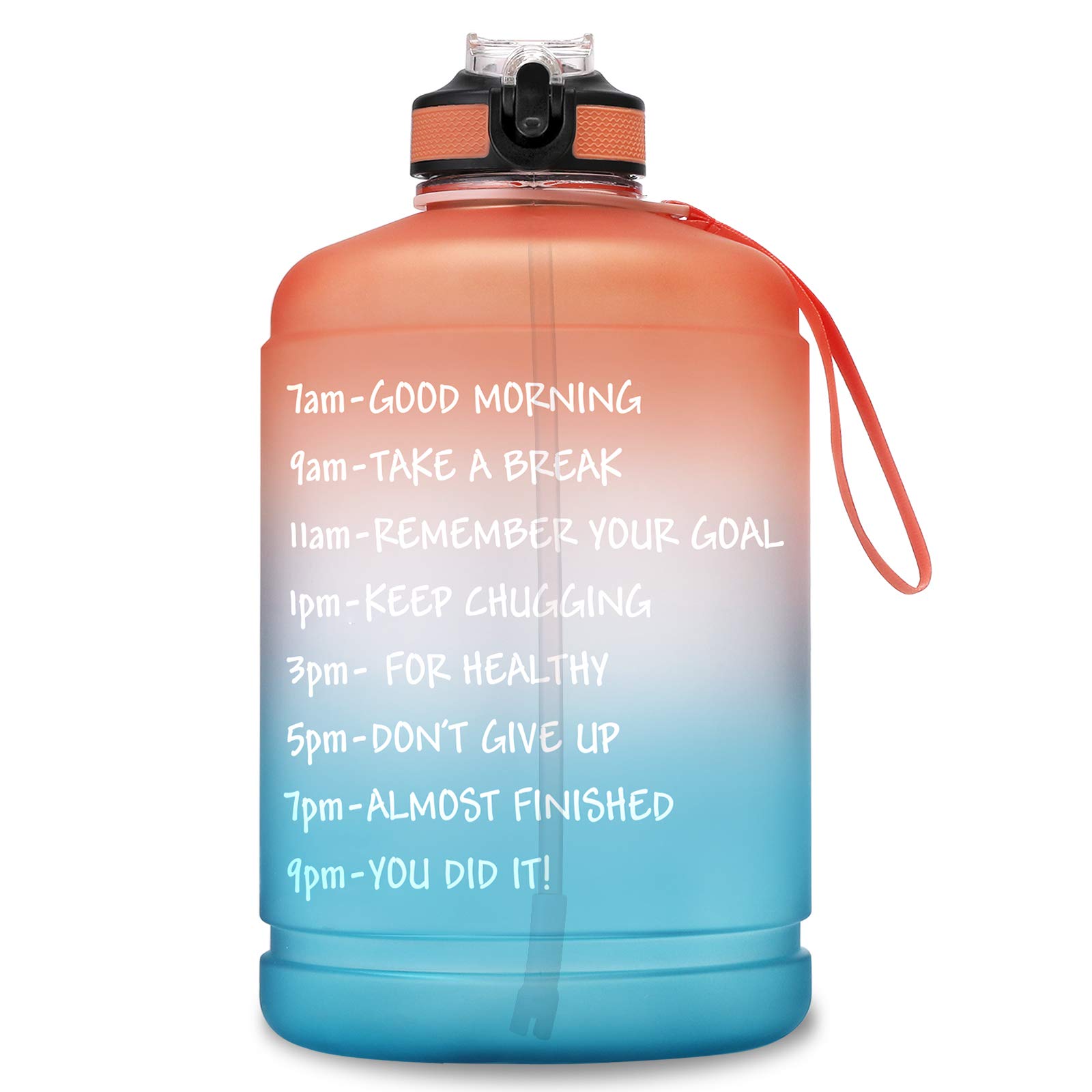 1 Gallon Motivational Water Bottle with Time Marker - Daily Hydration Tracker for Fitness, Gym, Hiking & Outdoor Activities - BPA Free Large Water Jug for Home & Office Use