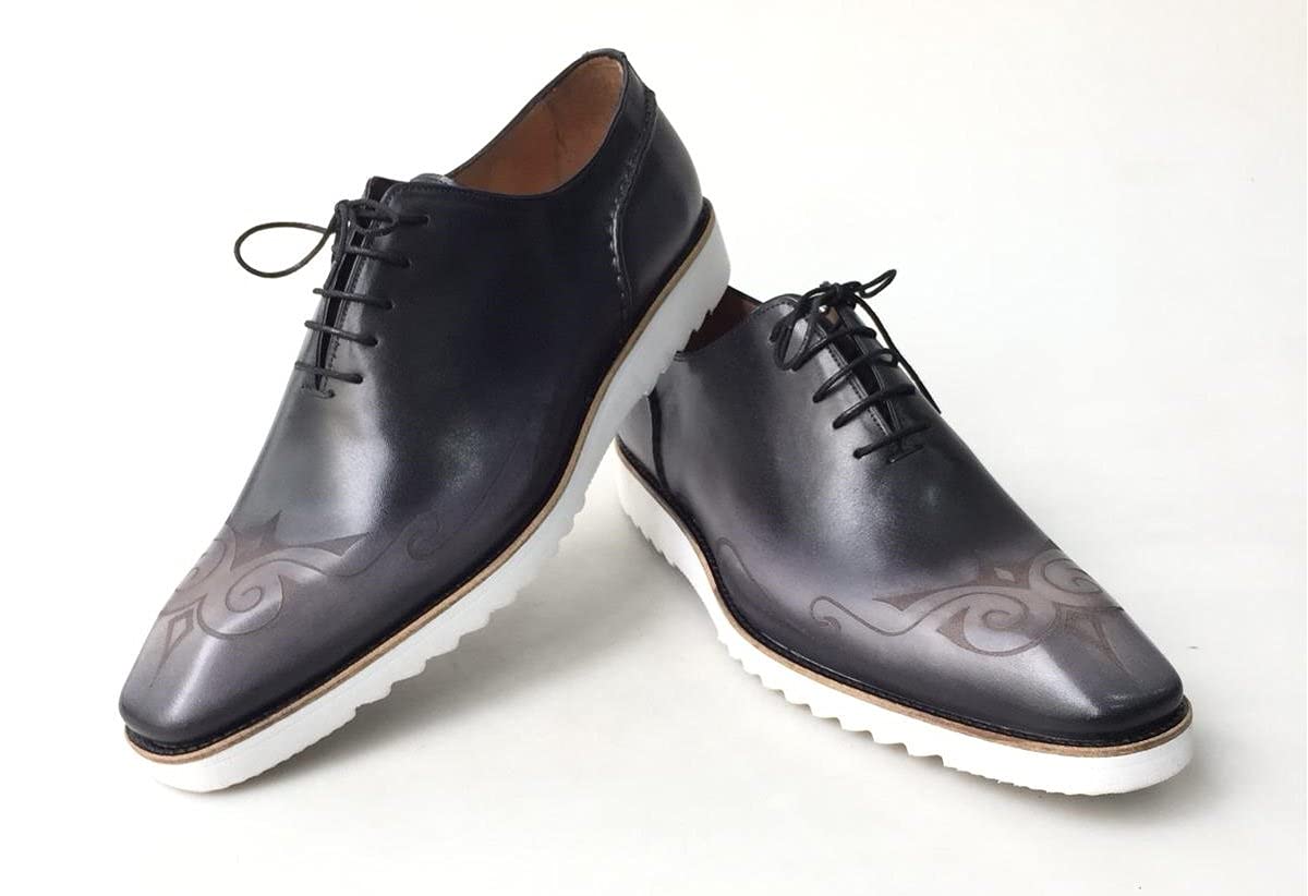 Premium TucciPolo Men's Italian Calfskin Leather Oxford Sneakers - Handcrafted Black Dress Casual Shoes for Business & Evening Wear | Comfortable & Stylish Footwear for Office, Weddings & Special Occasions