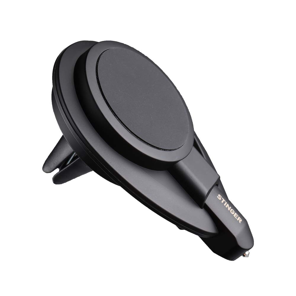 Ztylus Stinger Universal Magnetic Car Phone Holder with Emergency Escape Tool - Air Vent Mount, Spring-Loaded Window Breaker & Seat Belt Cutter - Perfect for Road Trips, Commuting & Emergency Situations (Black)