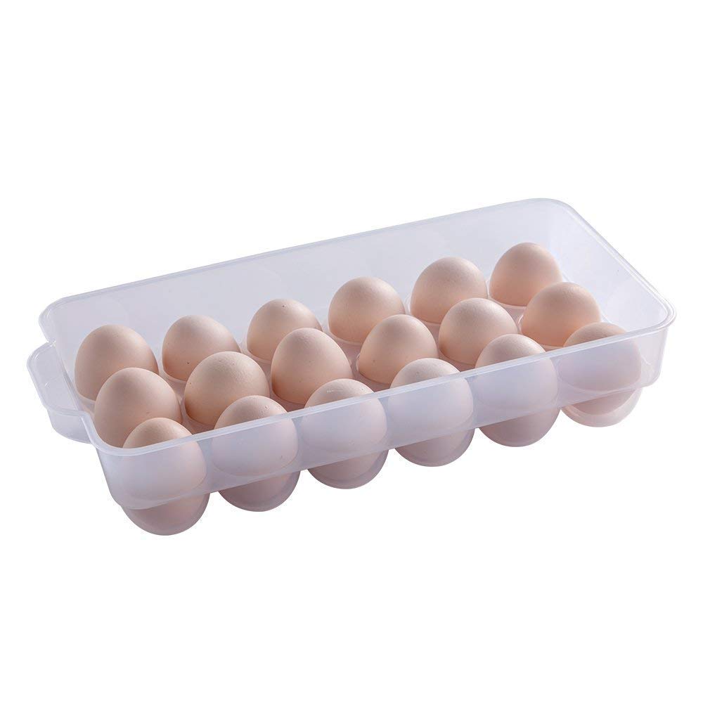 PAVITR SHOP 18-Grid Egg Storage Container for Refrigerator - Transparent Plastic Egg Holder & Lemon Organizer (1-Pack) - Perfect for Kitchen, Fridge Organization & Farm Fresh Egg Preservation