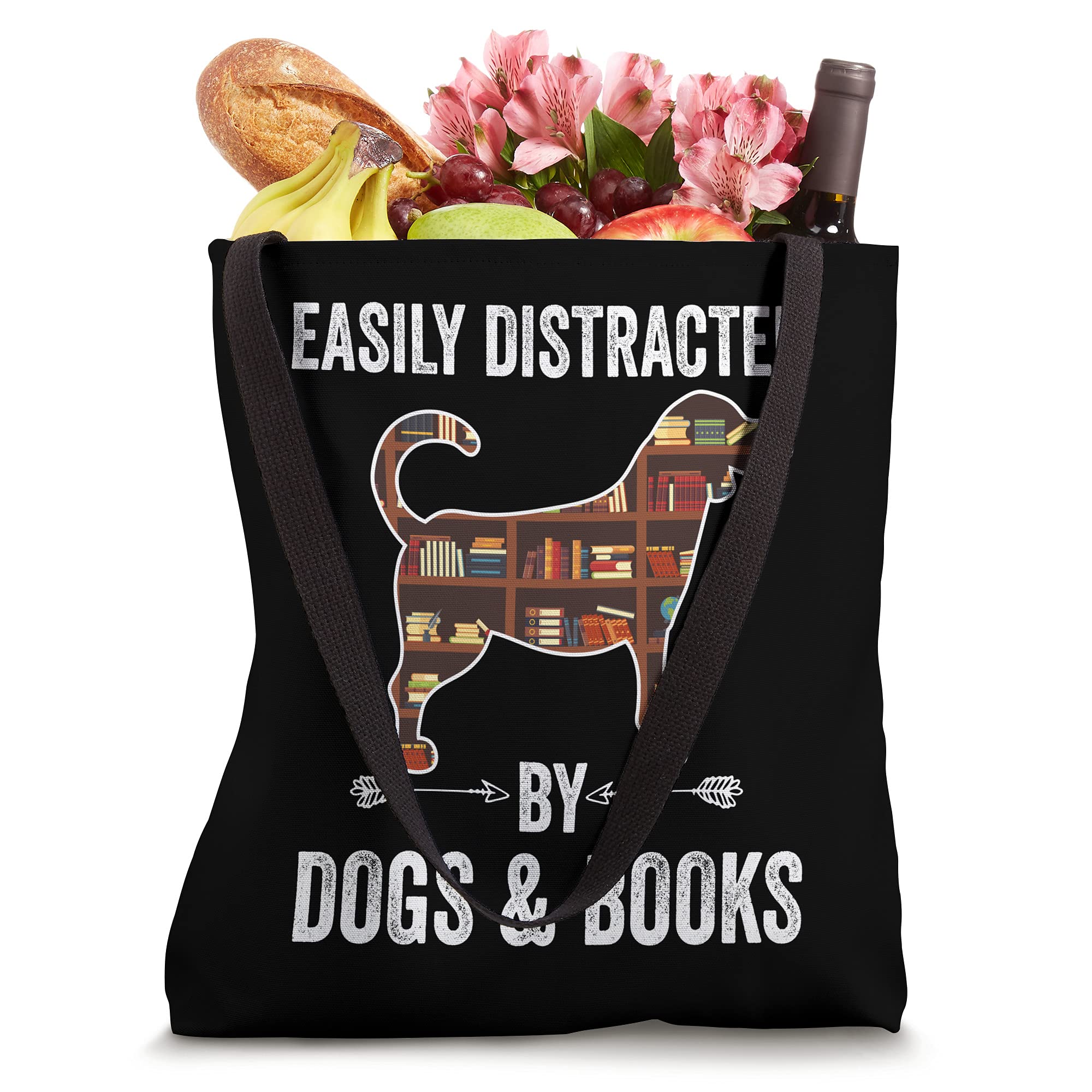 Stylish & Durable Tote Bag for Book Lovers - Perfect for Library, Beach & Dog Park Outings - 'Reading Easily Distracted By Dogs & Books' Design