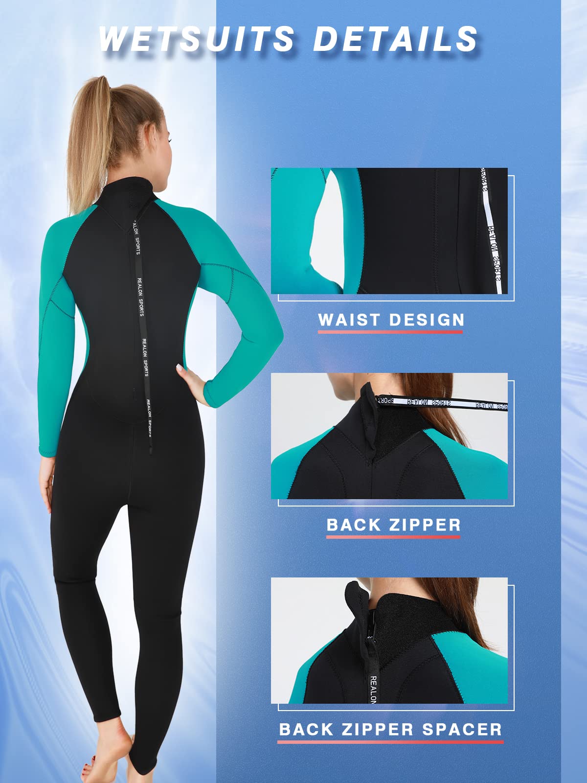4/3mm Neoprene Full Wetsuit for Men & Women - Scuba Diving, Triathlon, Cold Water Swimming - Thermal Long Sleeve Swimsuit with Back Zipper - Perfect for Surfing, Snorkeling, and Water Sports
